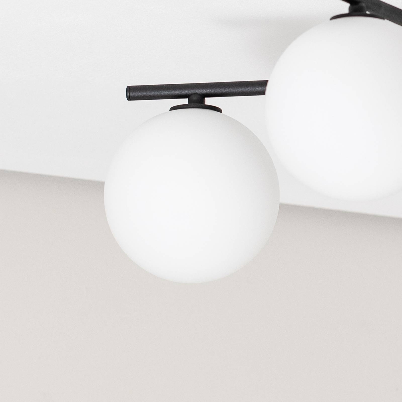 Lampa sufitowa Prato, czarno-biała, szkło, 5-punktowa