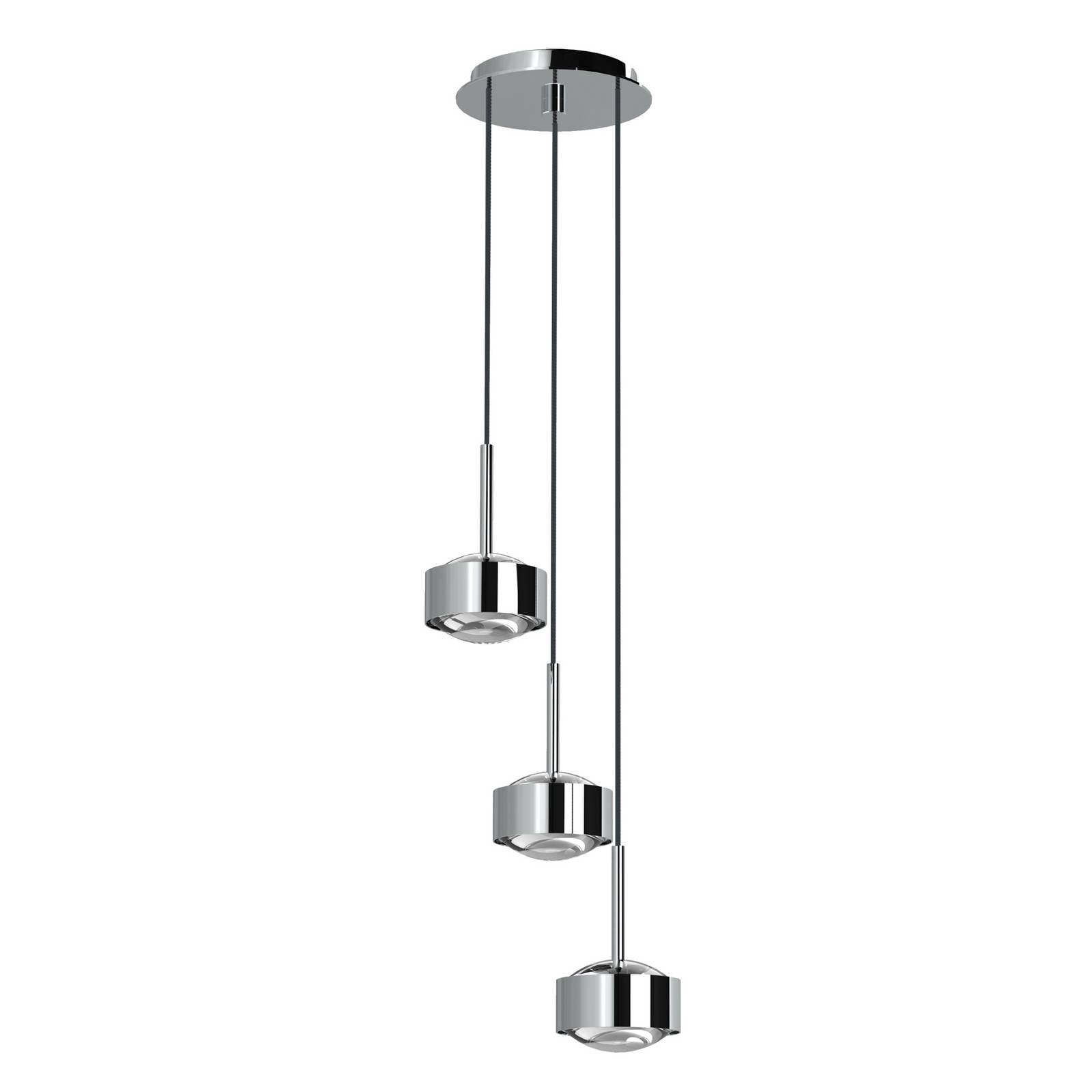 Pendelleuchte Puk Maxx Drop Trio, chrom, 3-flg. G9