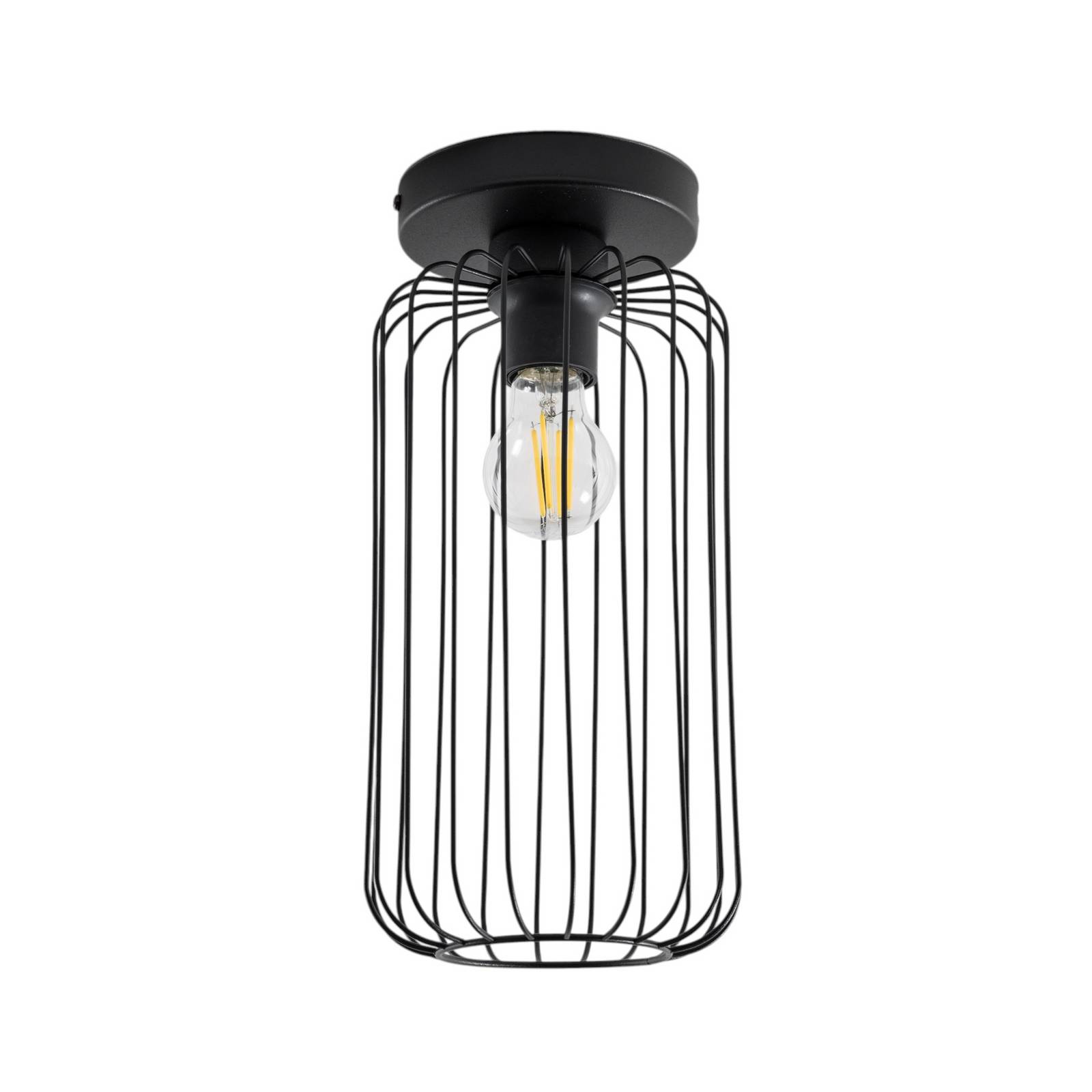 Lampa sufitowa Barn, Ø 16 cm, czarna, metal, E27