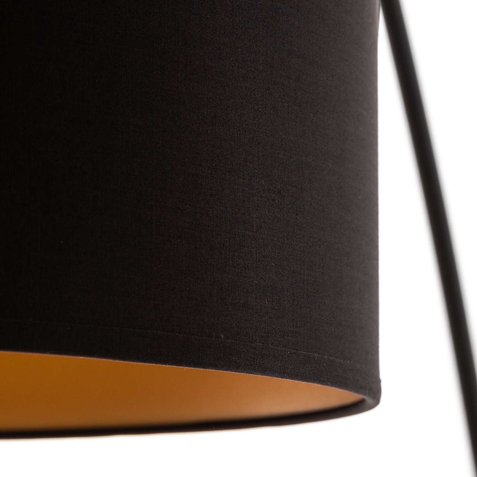 Alice arc lamp with black and gold lampshade