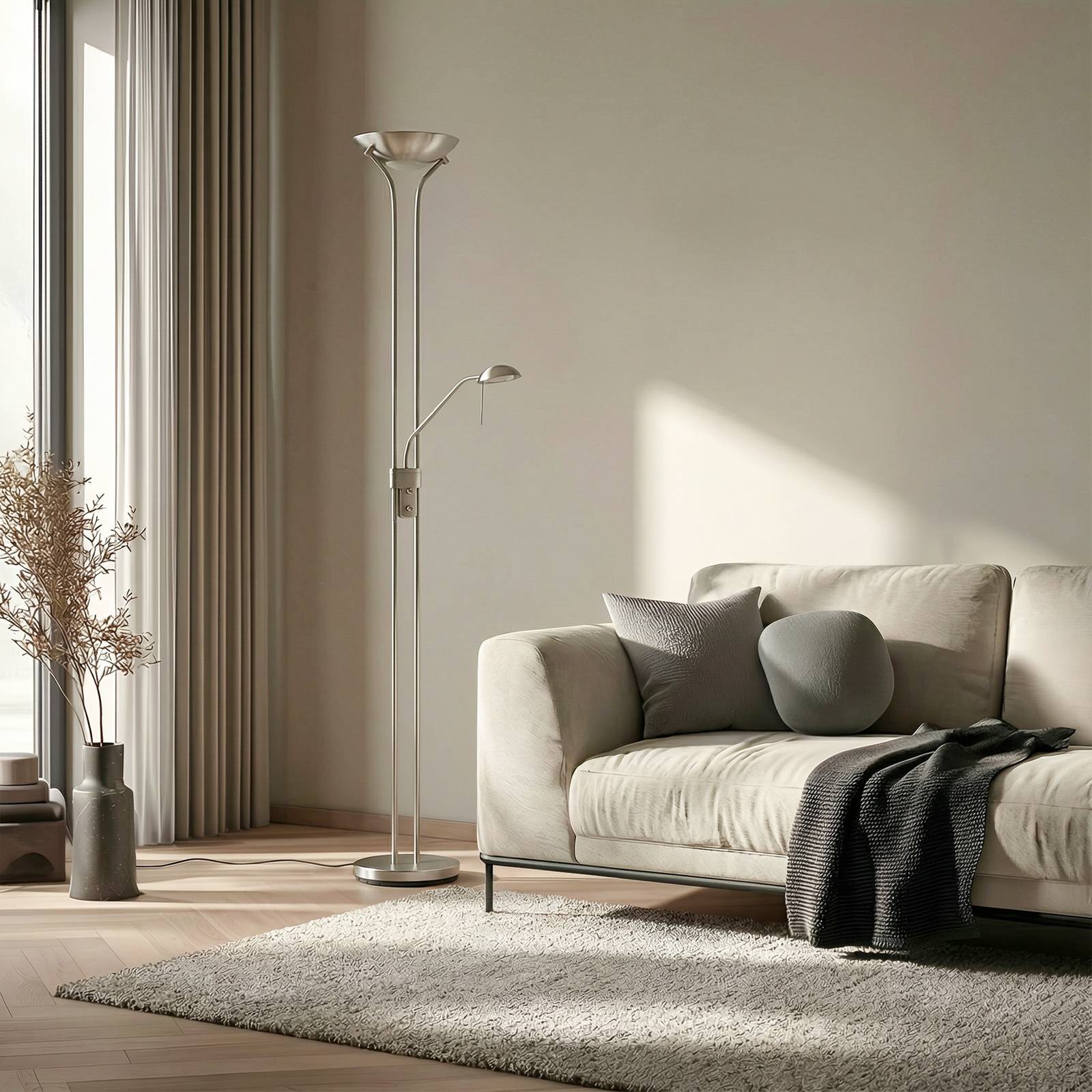  Lindby Lindby Led-standleuchte Josefin, Nickel, Leselicht, Dimmbar 