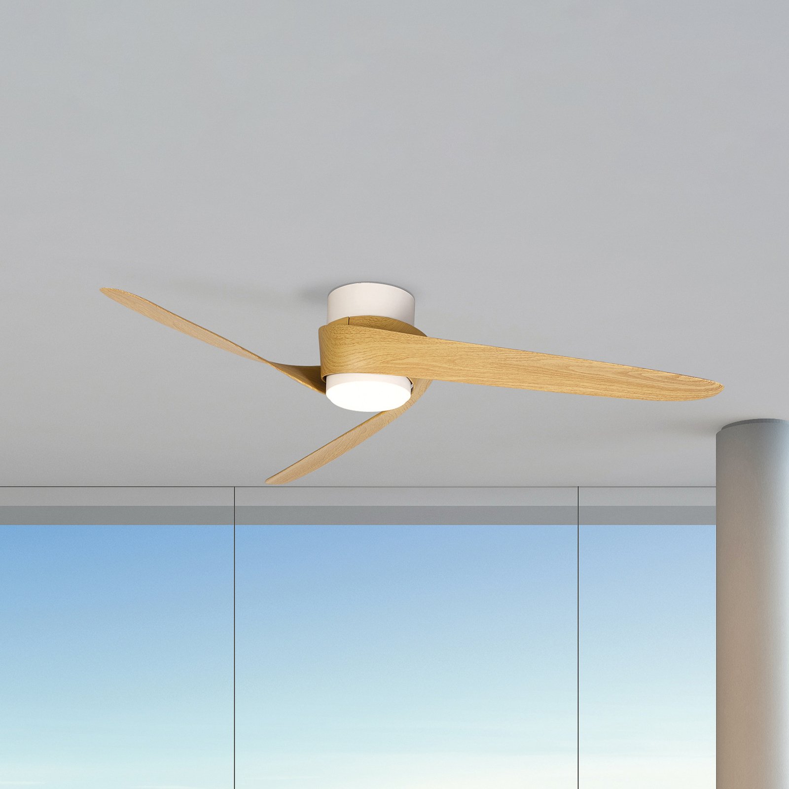 Ventilateur de plafond LED Groenland, bois, DC silencieux Ø 122 cm CCT