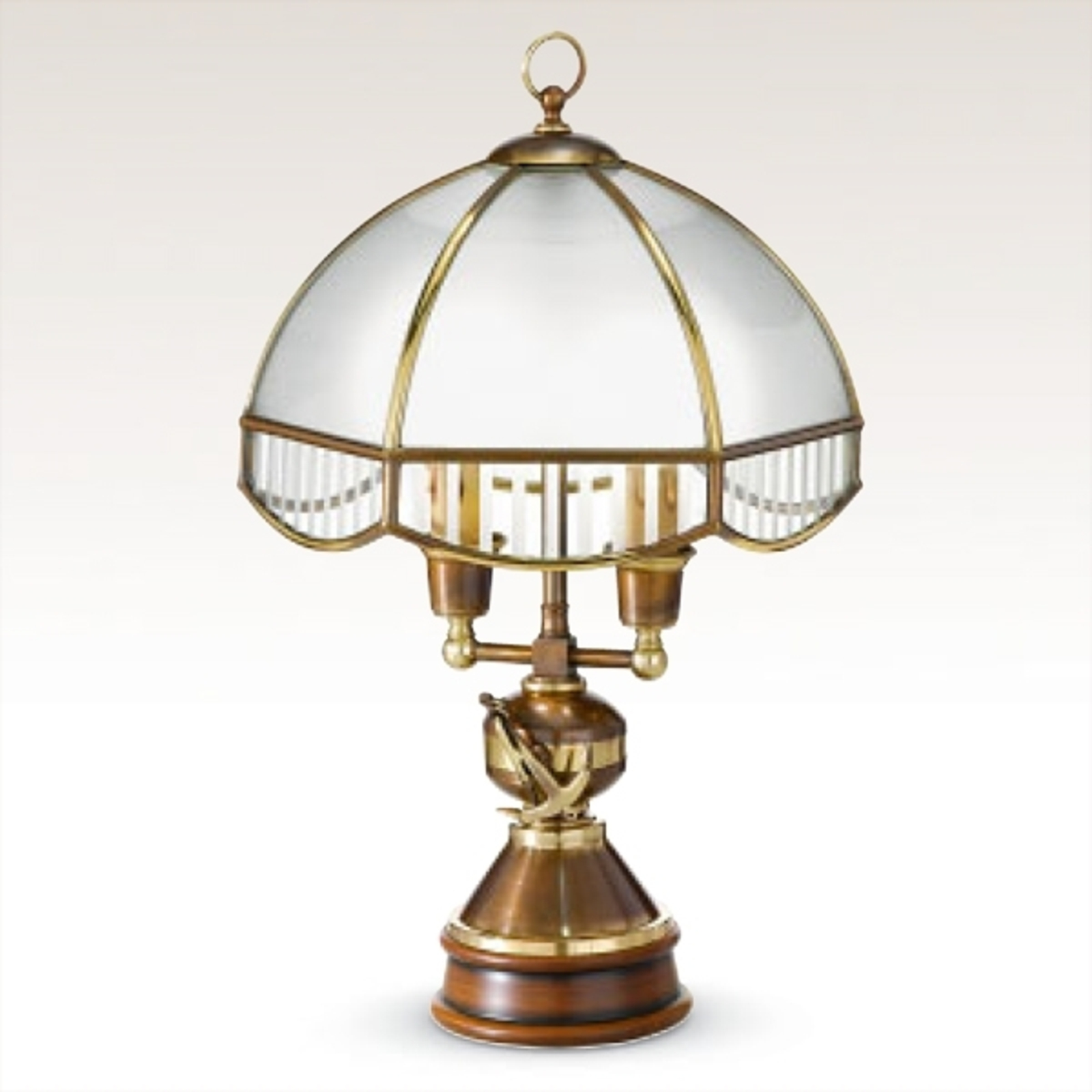 Cremasco Rustic Laguna table lamp, for Living / Dining Room, glass, brass, wood, E14, 60 W, energy efficiency: A++, H: 48 cm