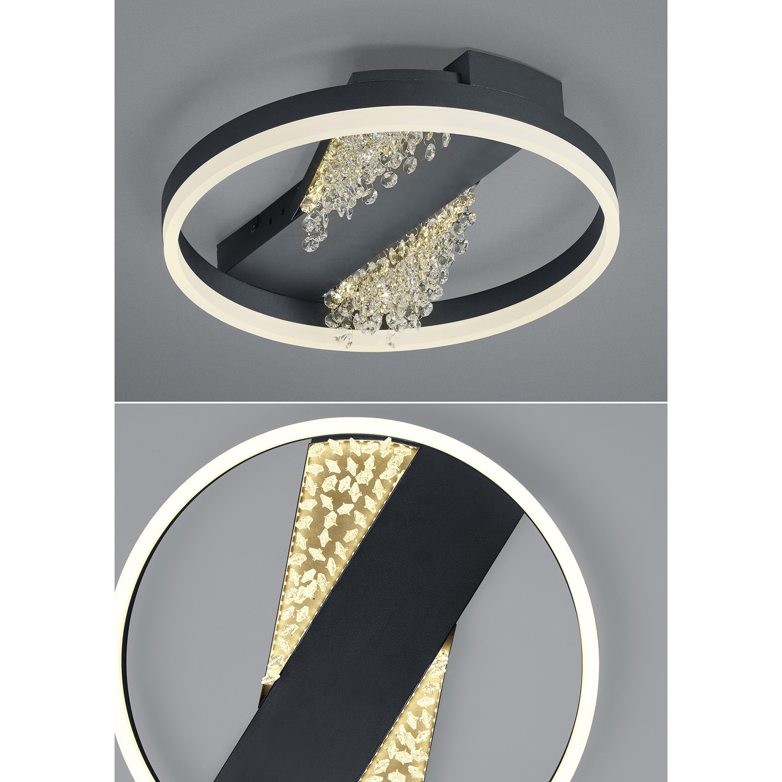 LED-Deckenleuchte Dunja mit Kristall-Optik schwarz