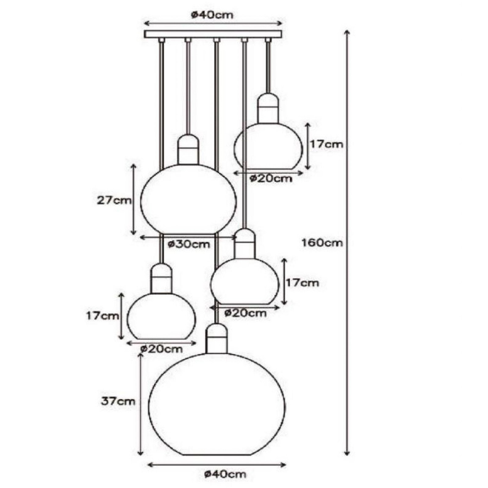 Lucide Lampă suspendată Julius 5 becuri gri fumuriu - Camera de zi / sufragerie - modern - negru gri fumuriu alamă - Sticlă