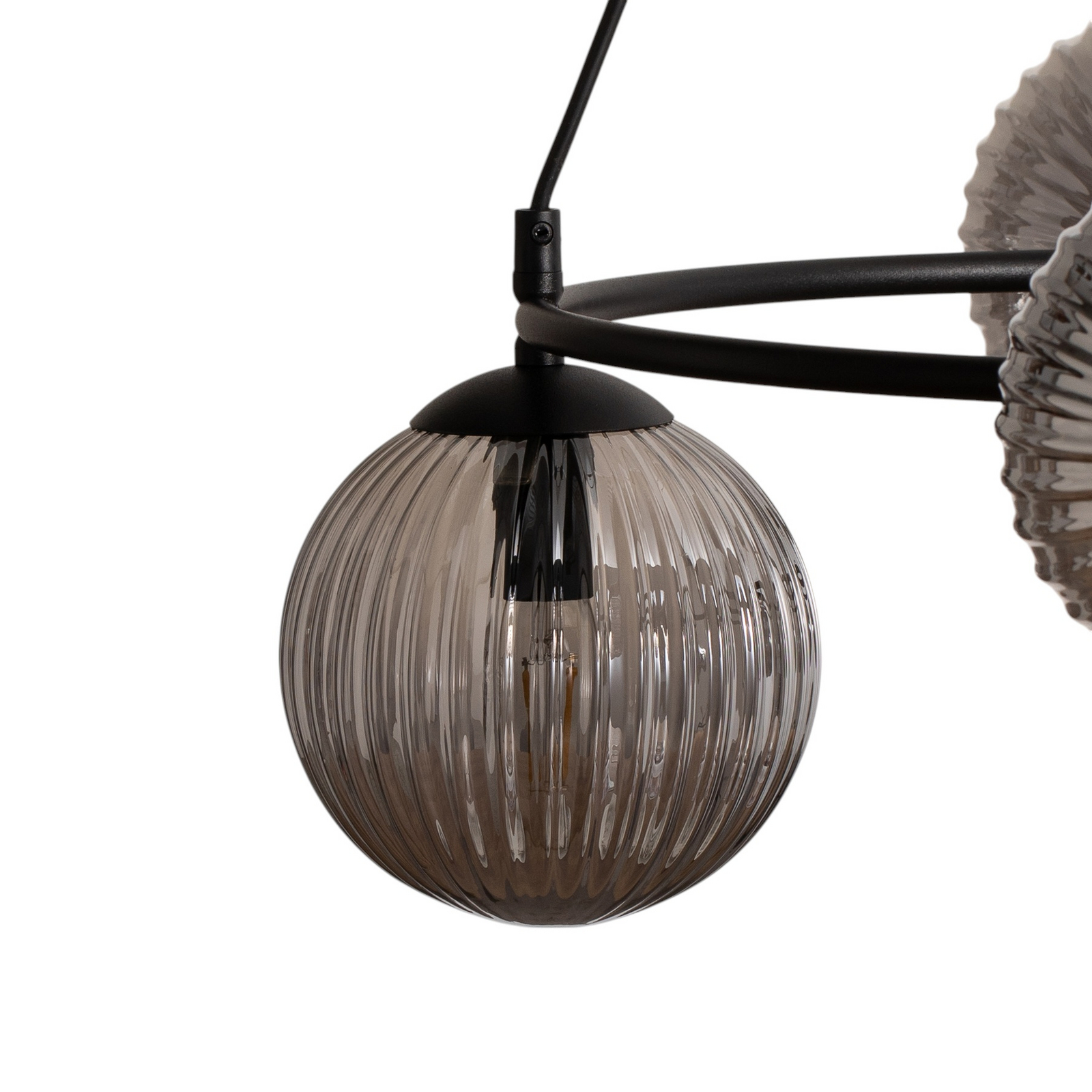 Libra living room lamp, smoke grey/black, Ø 70 cm, 5-bulb.