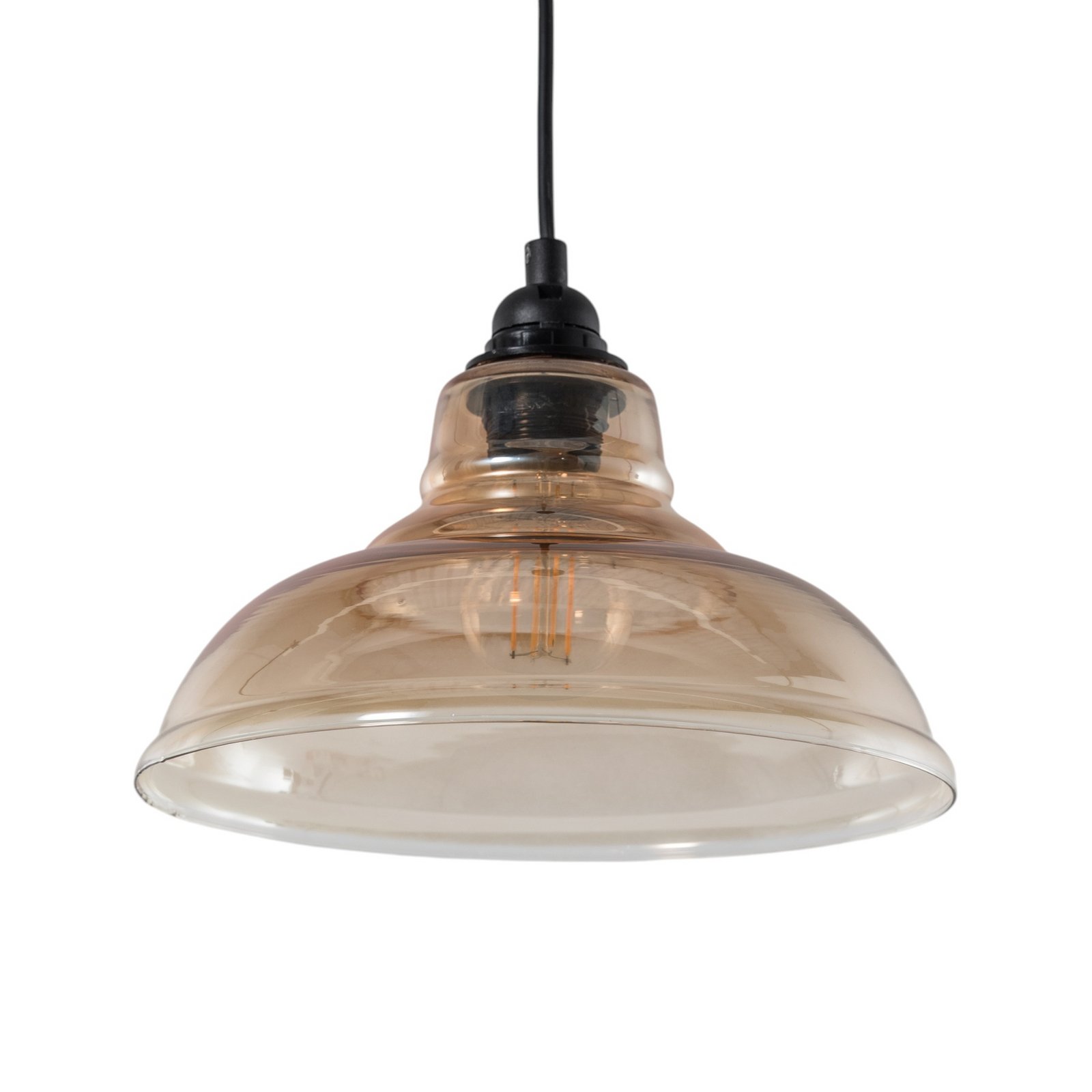 Suspension Dilberay 327-S à 1 lampe ambre/noir verre Ø 28 cm