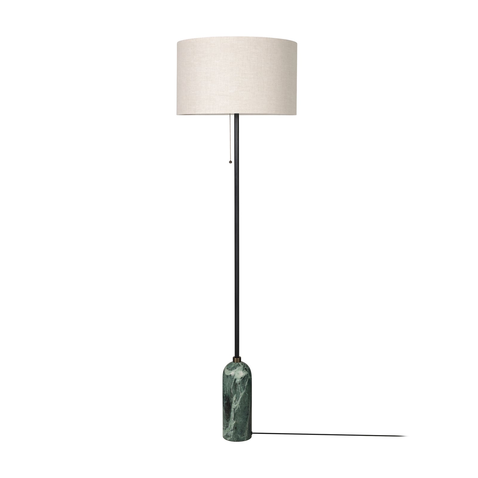 Gubi Gravity UK Floor Lamp, Cream Canvas, Green Marble, 168cm