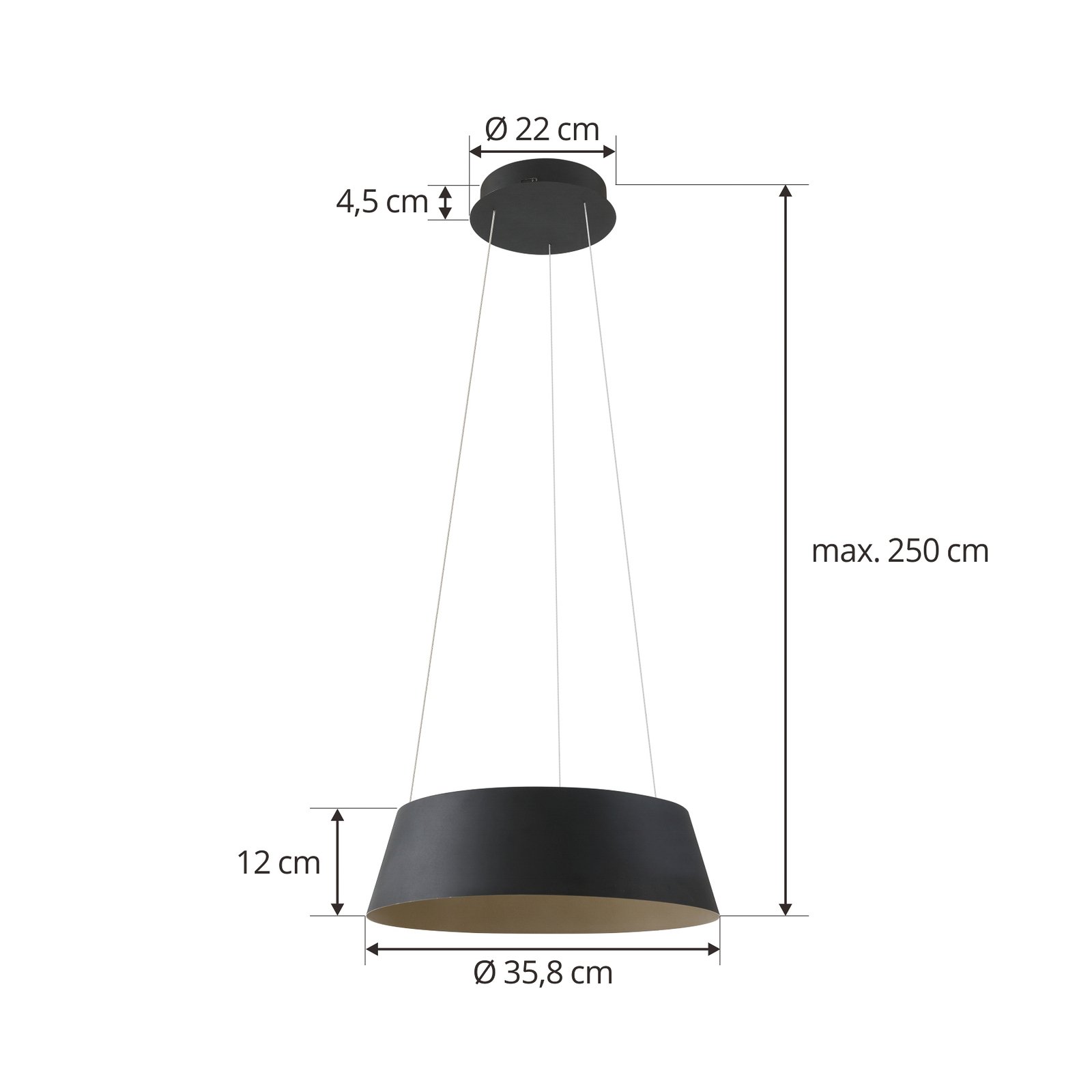 Lucande Lámpara colgante LED Belsar, negro, aluminio, CCT