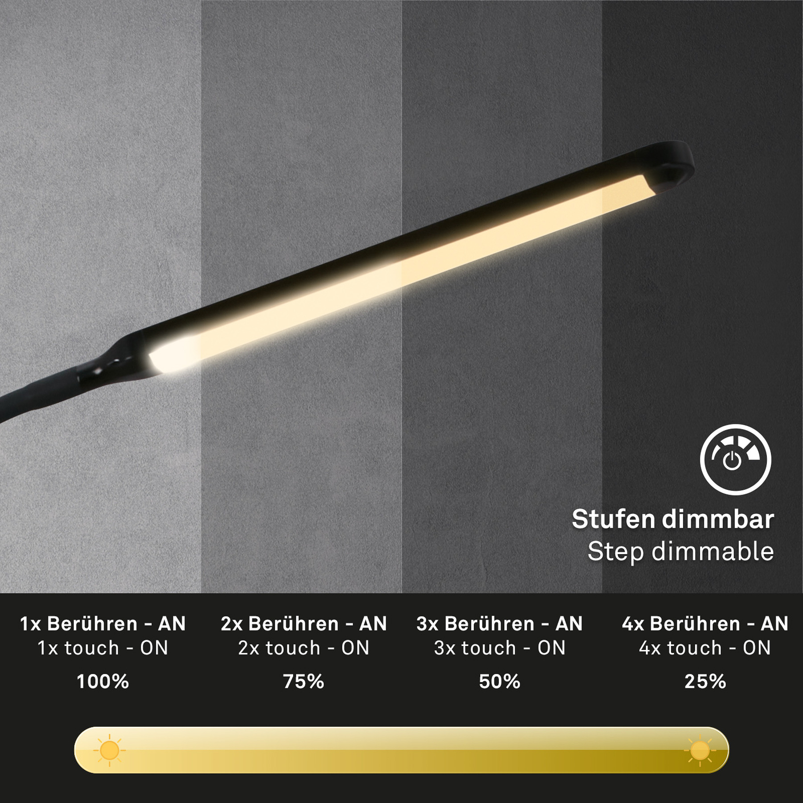 Talna svetilka LED Pivaz nastavljiva Touchdim črna