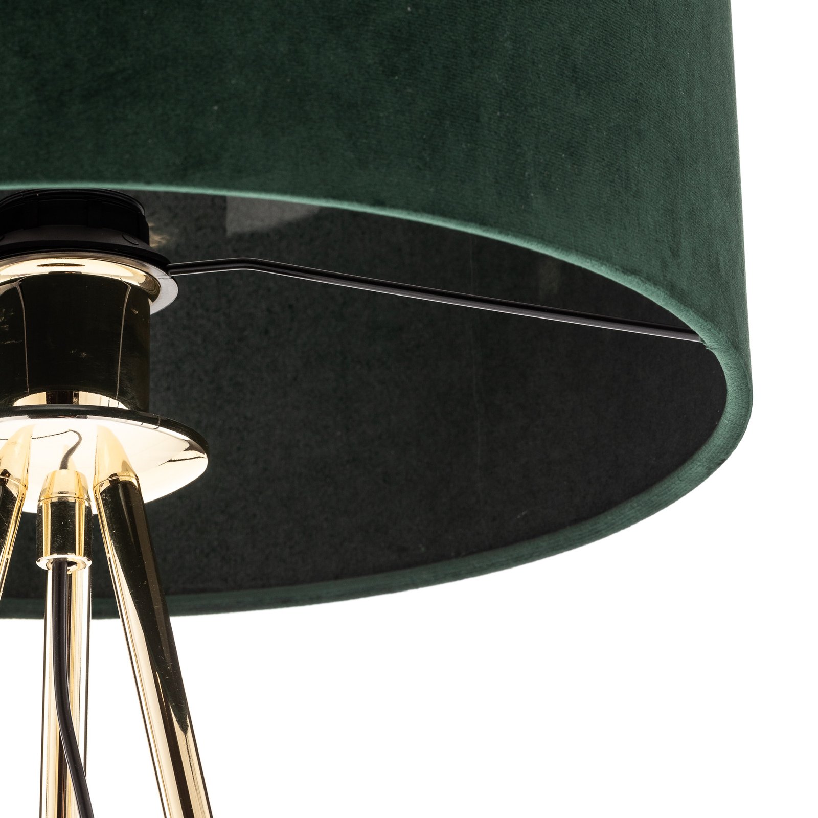 Monaco table lamp, triple gold, green velvet