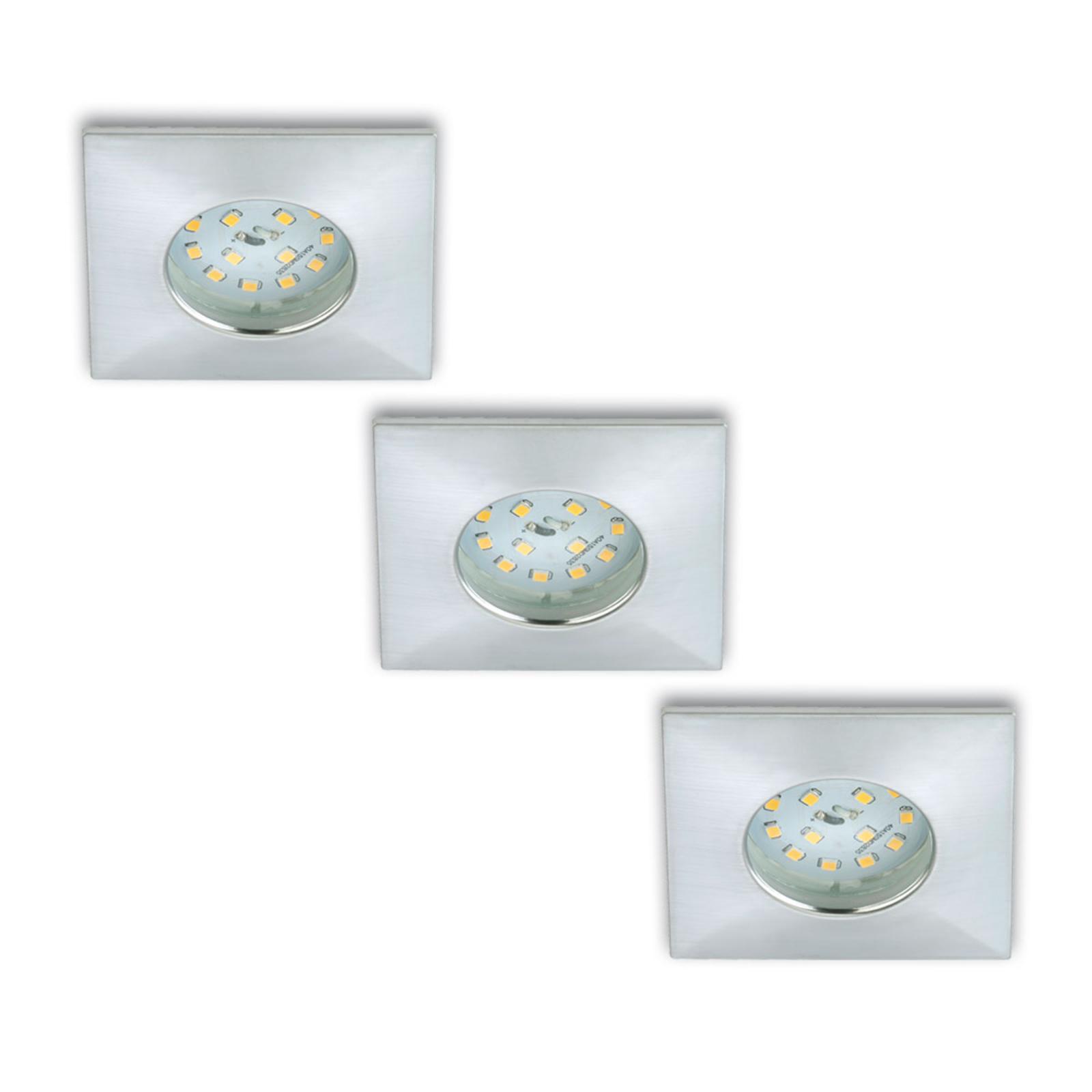 Brilonger LED recessed light Luca set of 3 IP44, aluminium, for Living / Dining Room, plastic, 5 W, energy efficiency: A+, L: 7.5 cm, W: 7.5 cm