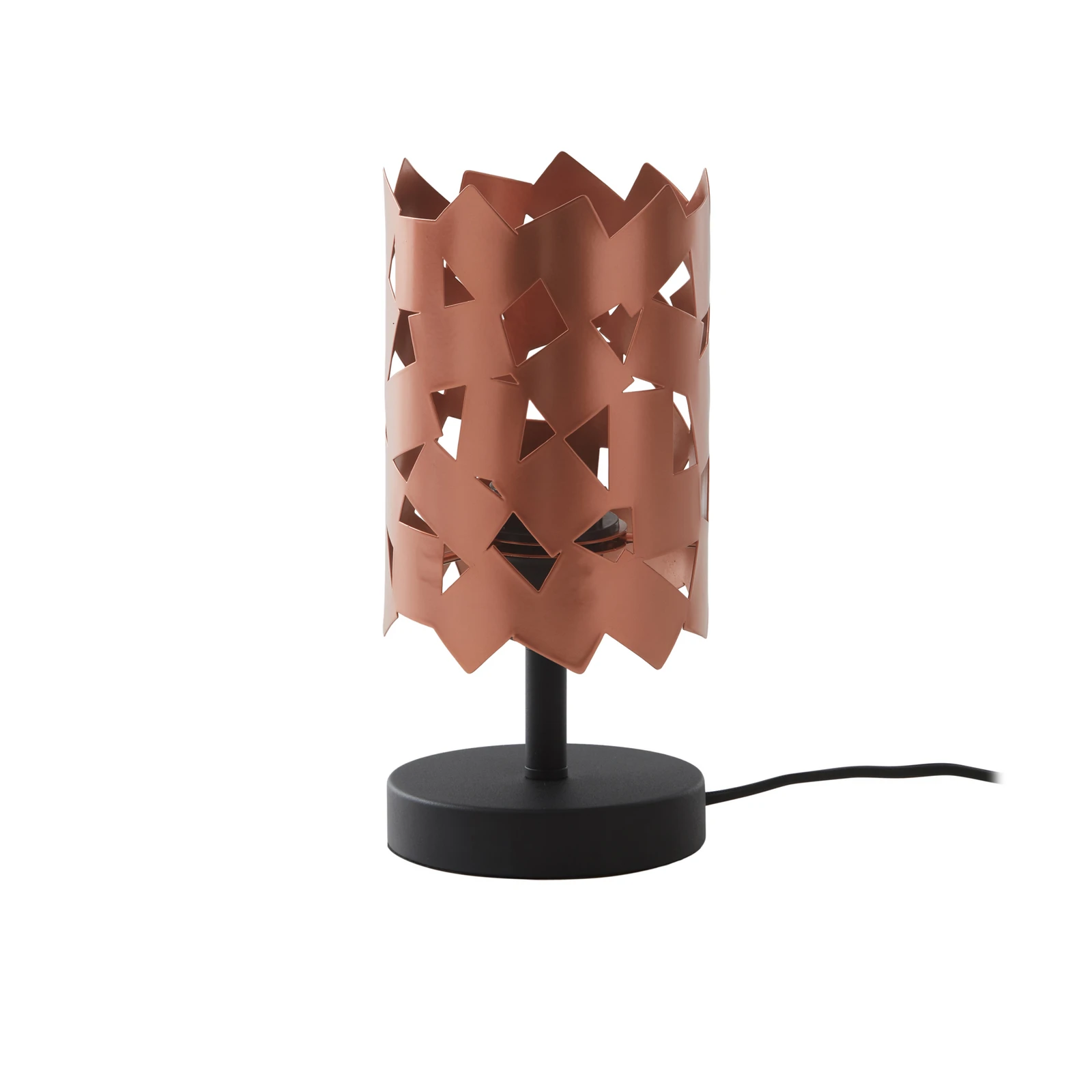 Настолна лампа Lucande Aeloria, мед, желязо, Ø 12 cm, E27
