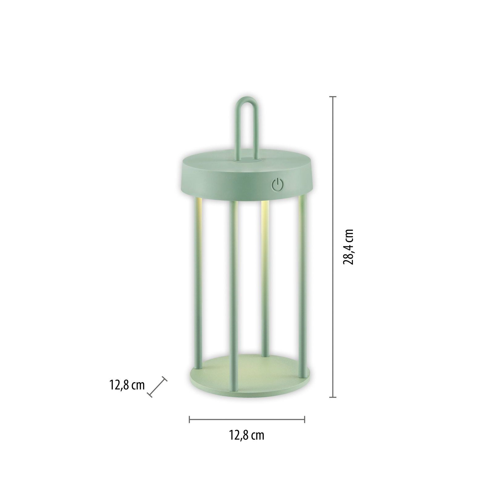 JUST LIGHT. Anselm LED lampă de masă reîncărcabilă, verde, 28 cm, fier