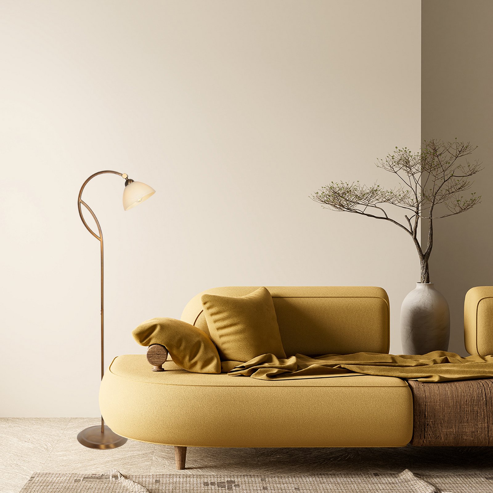 Anthea-lattiavalaisin, pronssi, kerma, metalli, lasi, E27 Anthea-lattiavalaisin, pronssi, kerma, metalli, lasi, E27