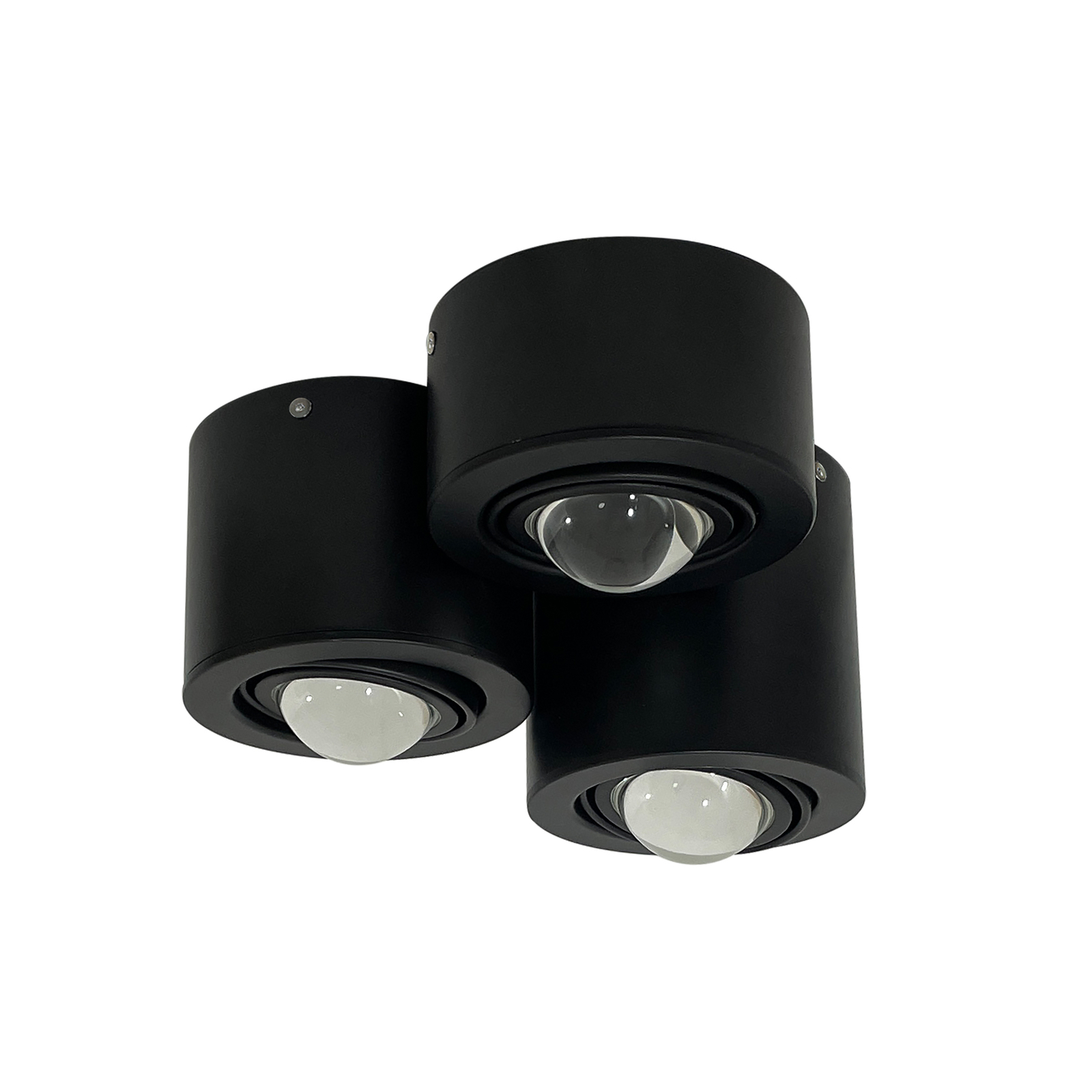 Lindby downlight Jyla, black, 4200 K, 3-bulb, lens, GX53