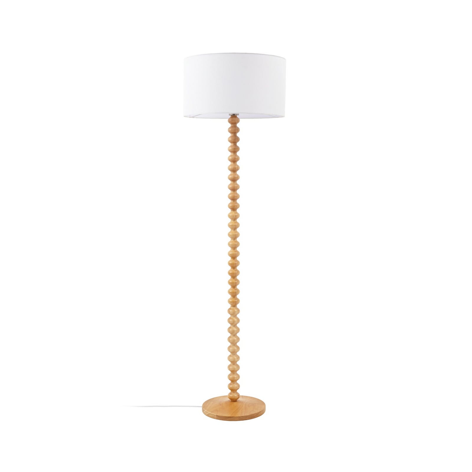 Lampe sur pied Karlie, blanc, bois, hauteur 155 cm, E27 - Lucande