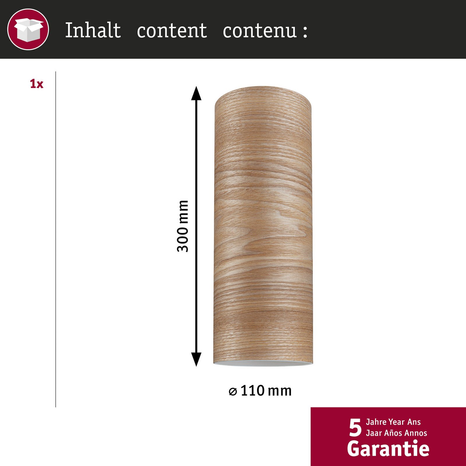 Paulmann URail-varjostin Vitus 2Easy, puu, Ø 11 cm