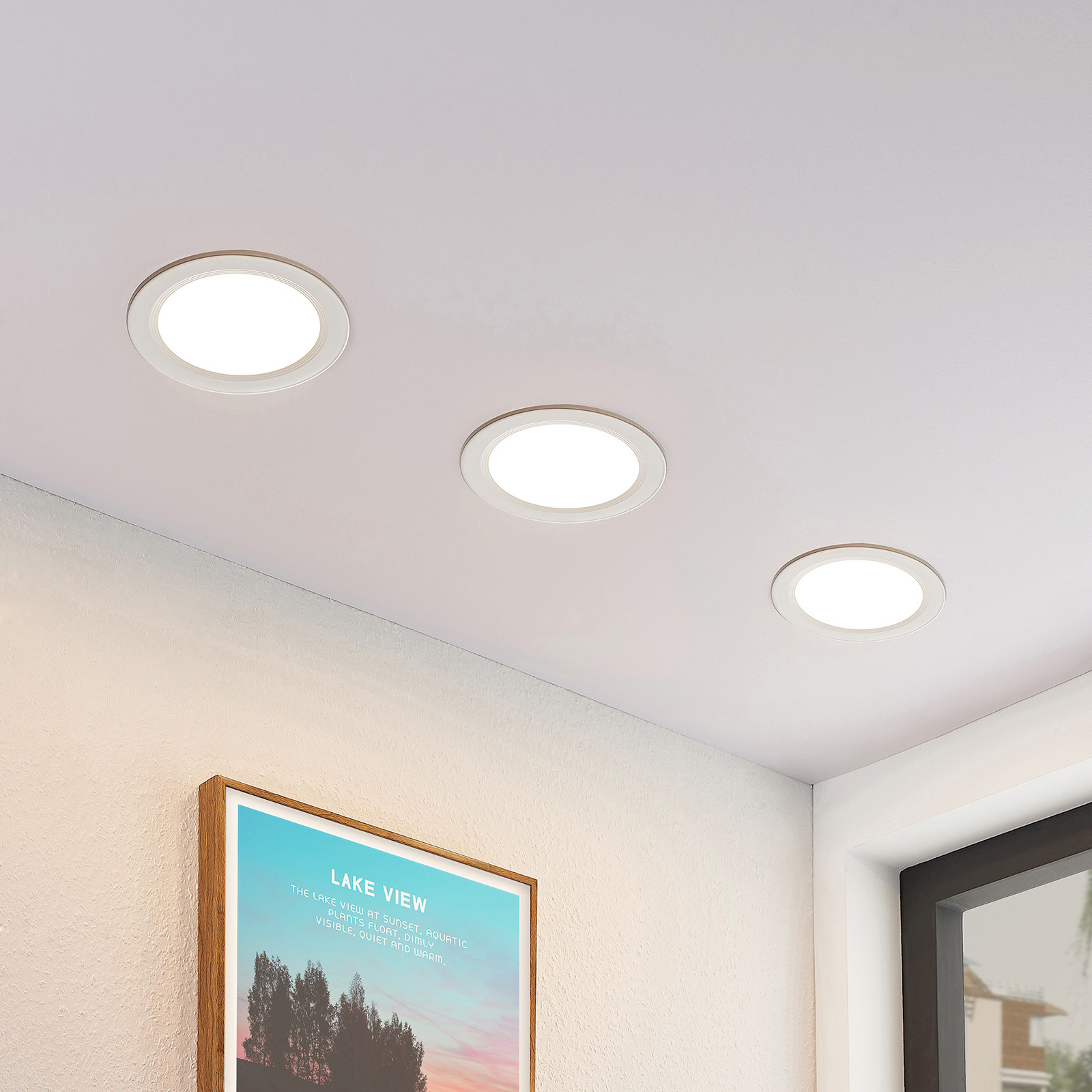 ELC Pan LED recessed panel round, 3,000 K Ø22.5cm