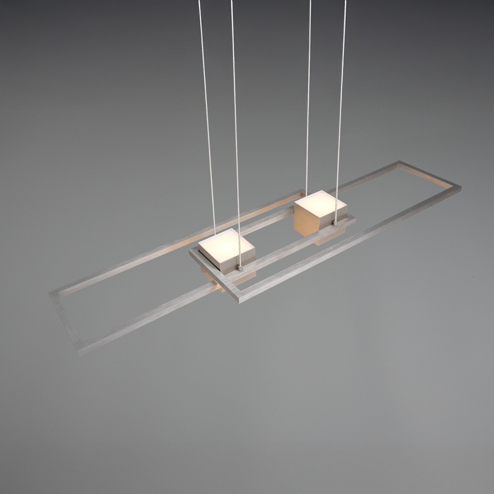 Candeeiro suspenso LED Albany, níquel, 100 x 28 cm, alumínio, CCT regulável