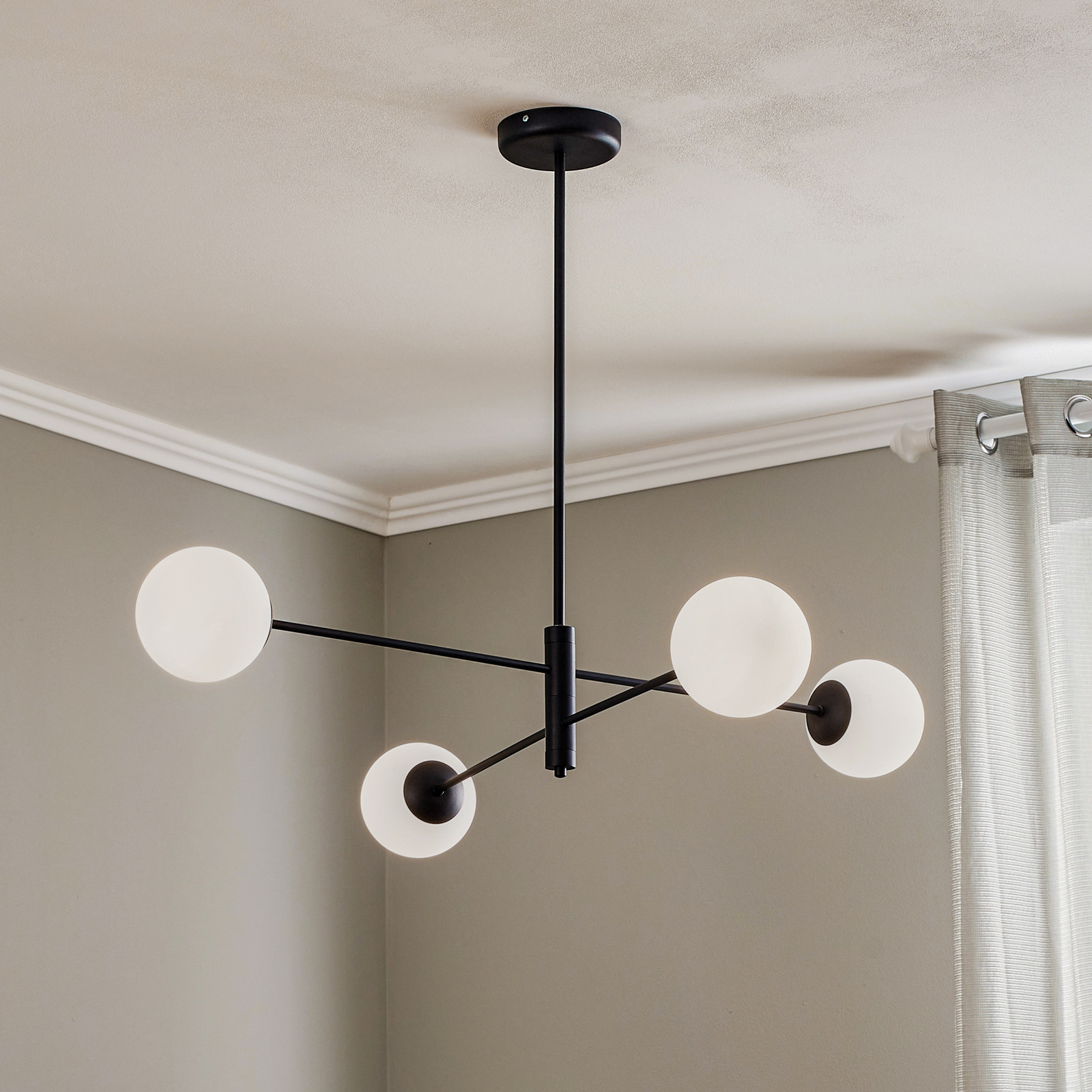 Plafonnier 1090PL_L1, à 4 lampes, noir
