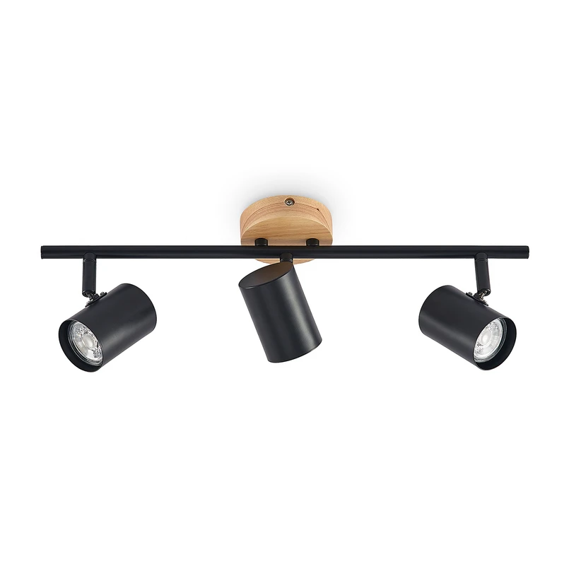 Lindby - Xiomara 3 Plafonnier Black/Light Wood