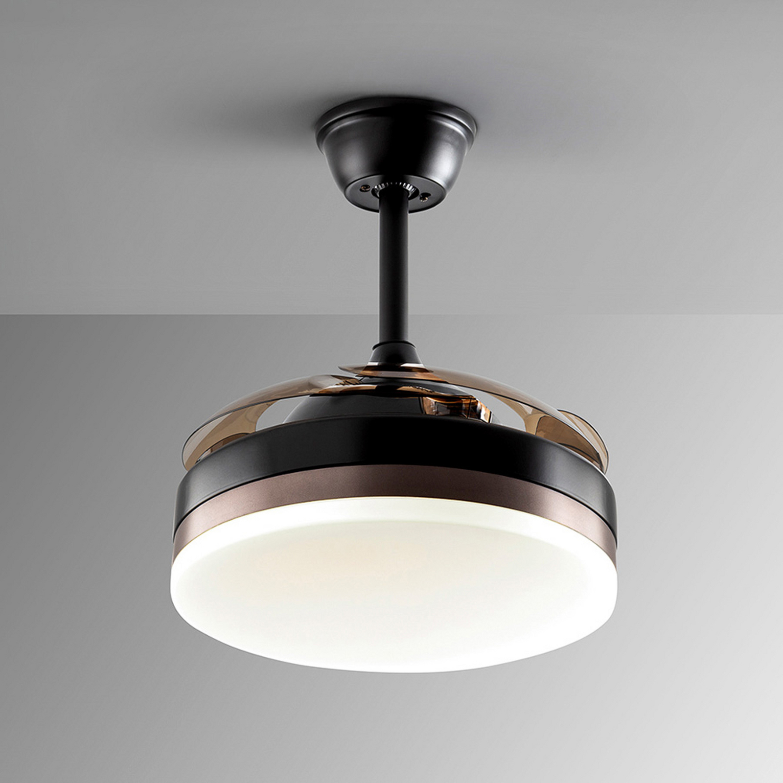 LED stropni ventilator Vento črn/bronast/dimast Ø 90 cm tih