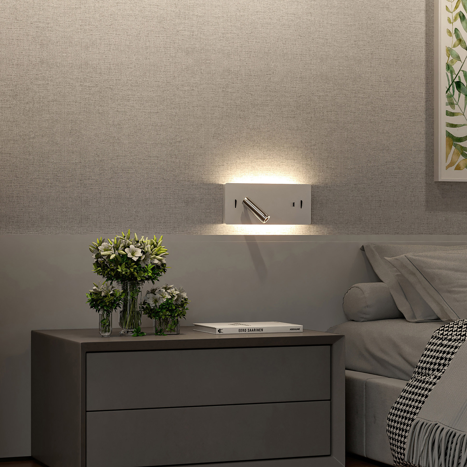 Lucande LED wall lamp Kimo, angular, white, aluminium, USB connection