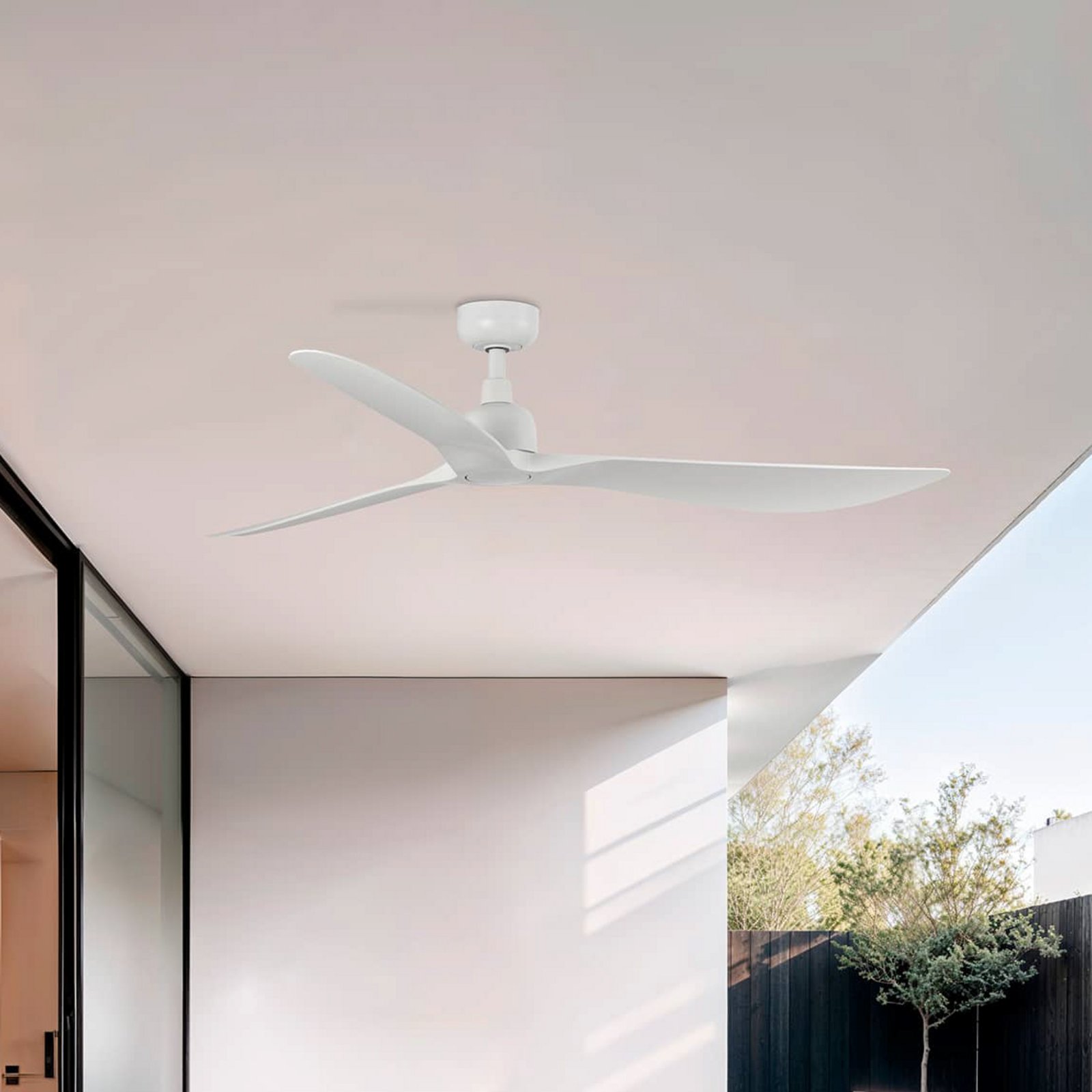 Outwood mennyezeti ventilátor, fehér, DC, csendes, Ø 150 cm, IP44