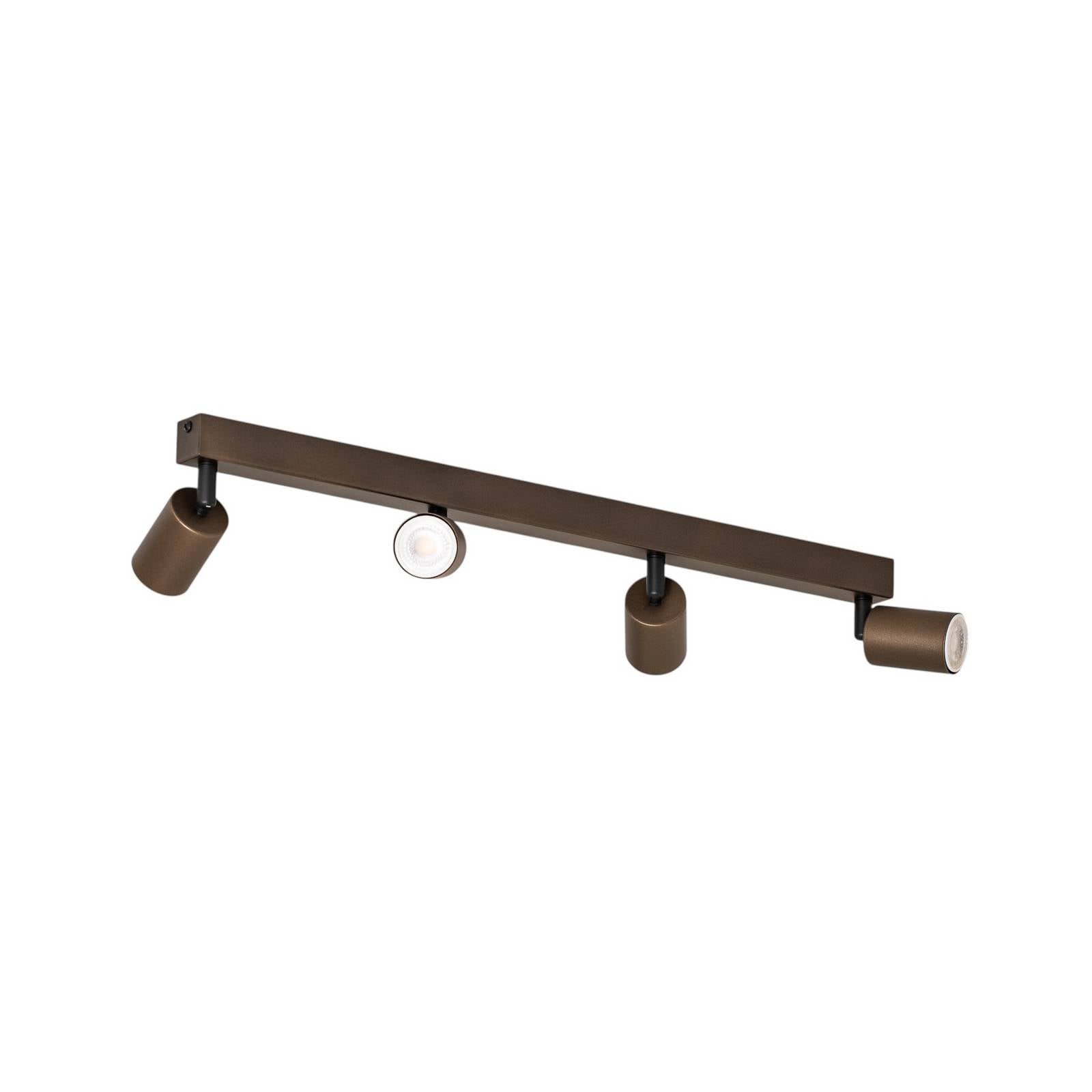 Deckenspot Top, justierbar, braun, vierflammig linear