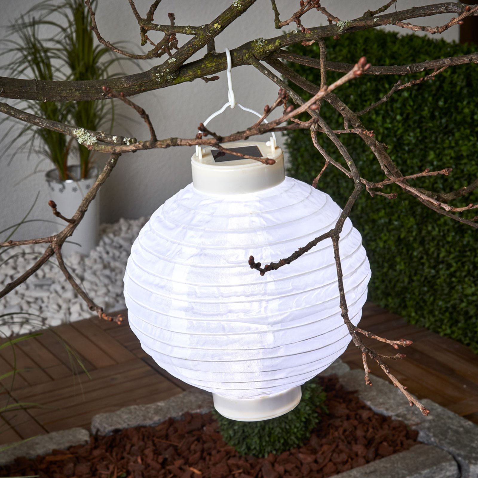 Solarny lampion LED Jerrit 20 cm, biały