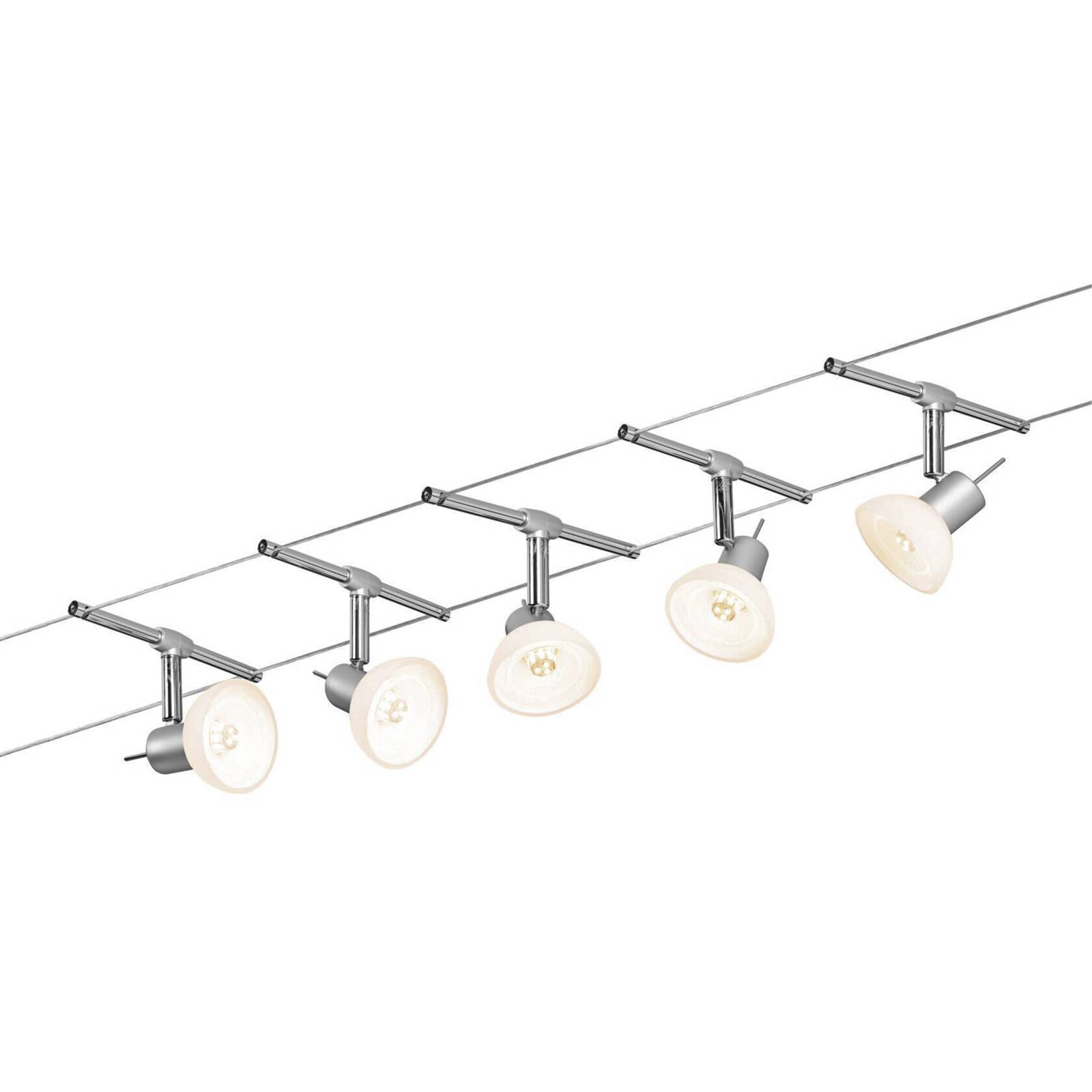 Paulmann Sheela cable system 5-bulb matt chrome - Hallway - Cable Light - dimmable - Modern - Silver