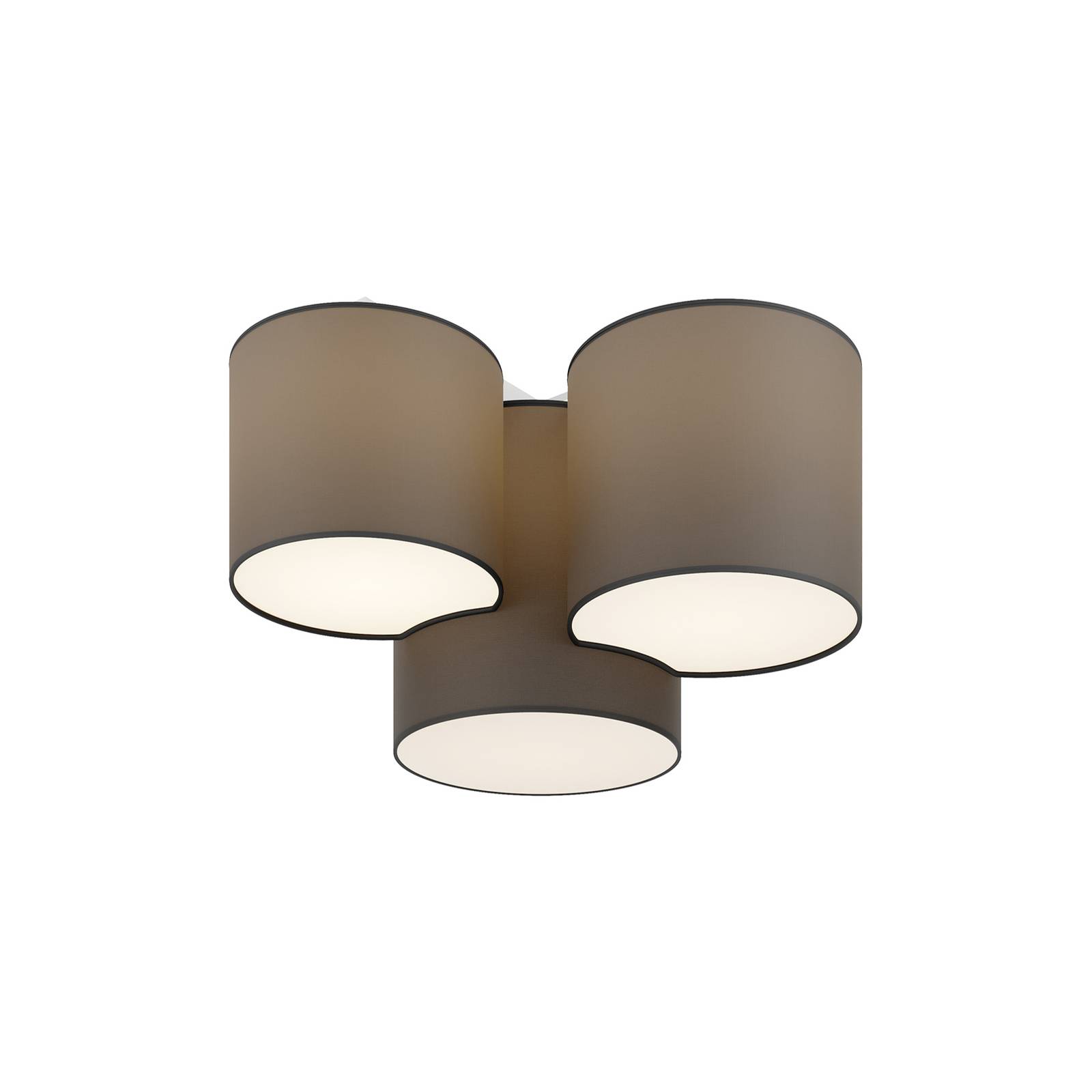 Euluna Mona ceiling light 3-bulb, grey, for Bedroom, metal, fabric, plastic, E27, 15 W, L: 56 cm, W: 42 cm, H: 29 cm