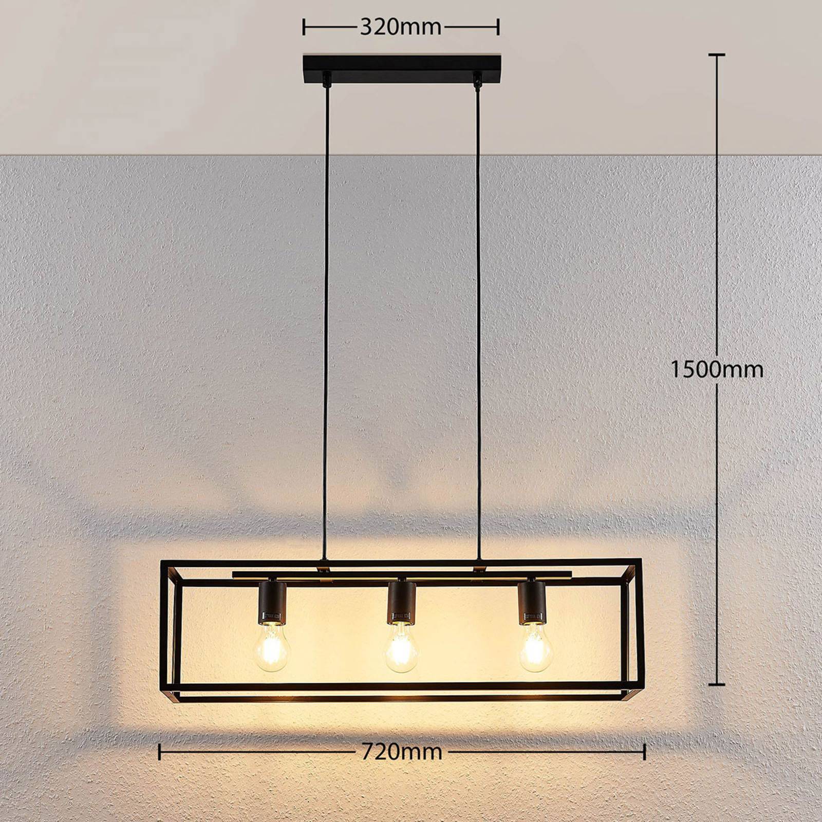 Lampa wisząca Emily, czarna, 3-punktowa