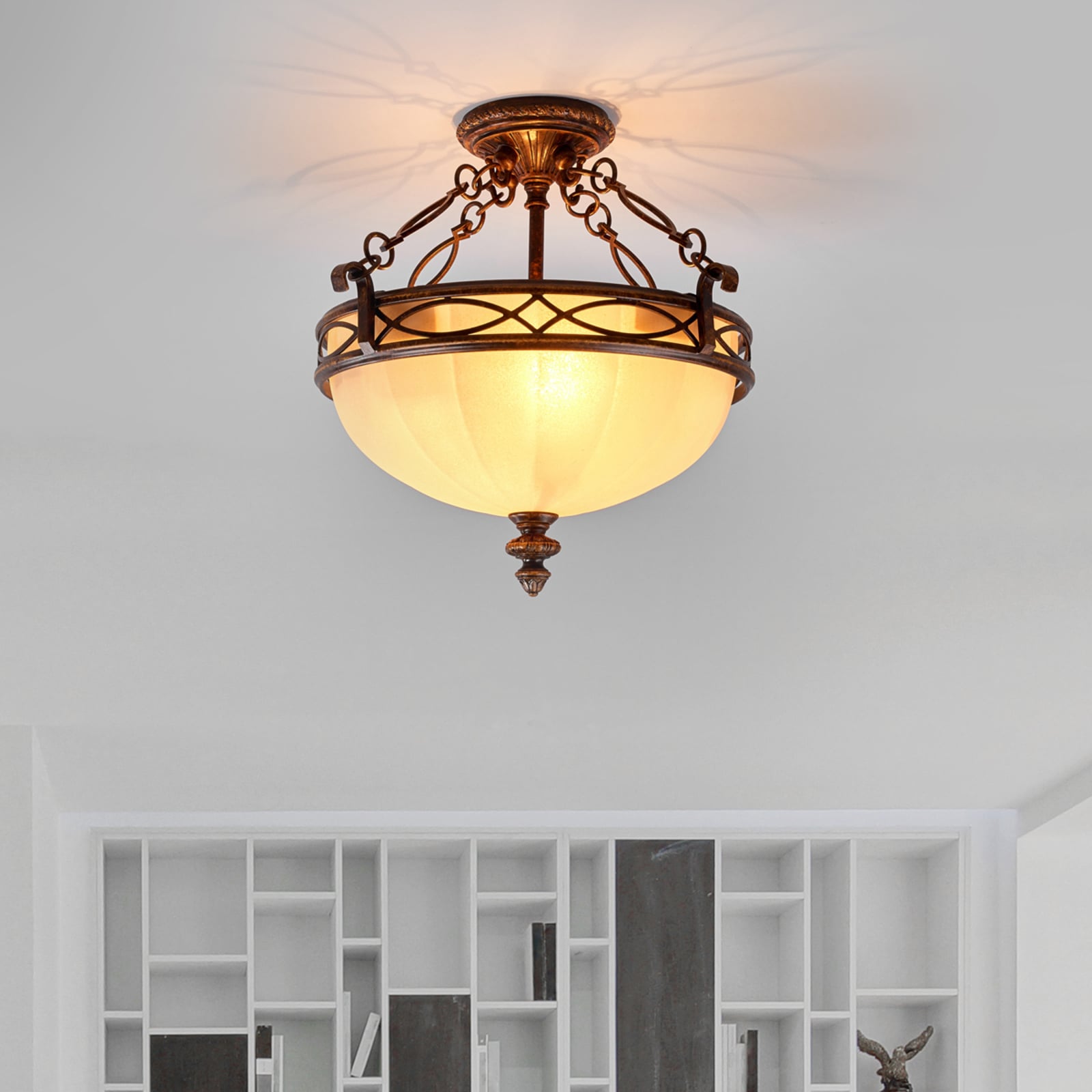 Drawing Room loftlampe i valnød/creme, højde 37 cm – FEISS Drawing Room loftlampe i valnød/creme, højde 37 cm – FEISS