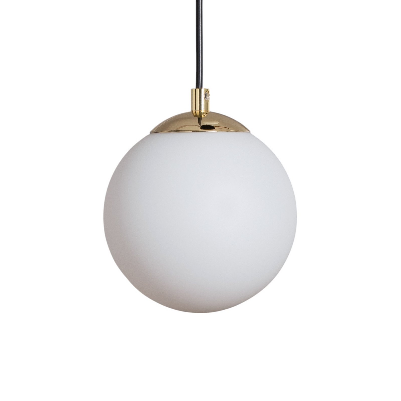 Glassy pendant light, 4-bulb, round, black/opal