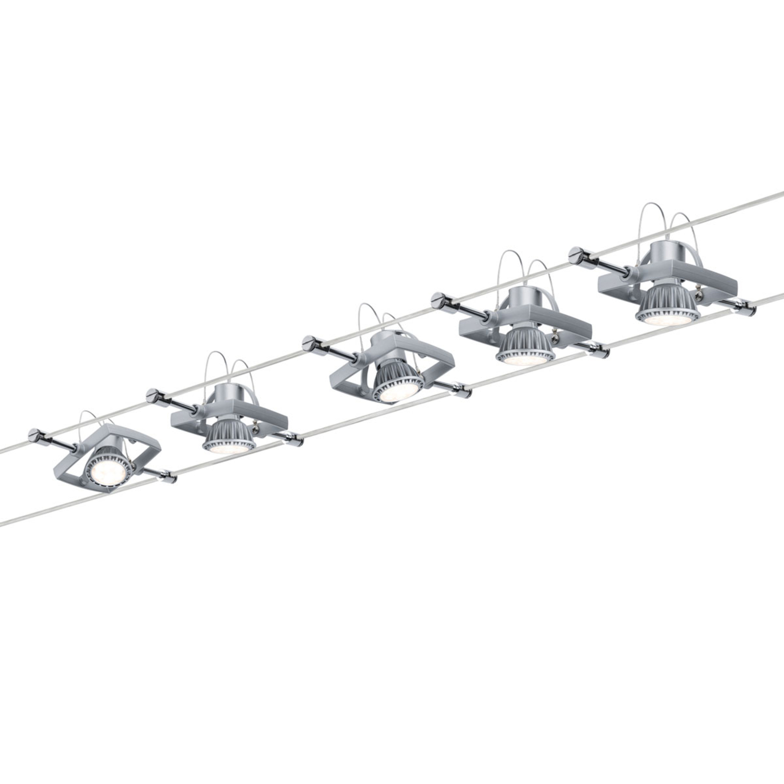 Paulmann Mac II cable lighting system, 5 spots, for Living / Dining Room, metal, plastic, GU5.3 / MR16, 10 W, energy efficiency: A++