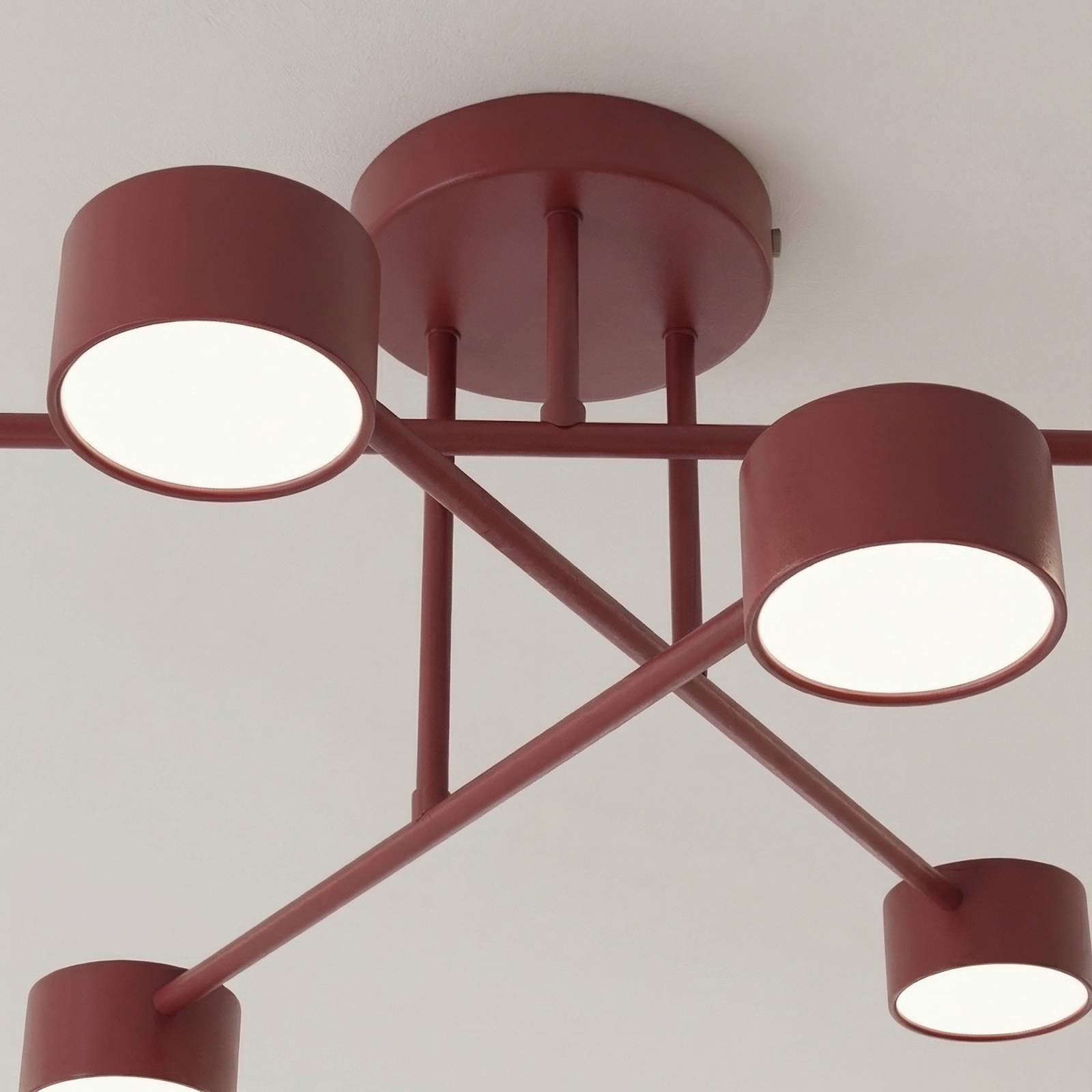 HALO ceiling light, dark red, Ø 60 cm, 6-bulb, metal, GX53 HALO ceiling light, dark red, Ø 60 cm, 6-bulb, metal, GX53