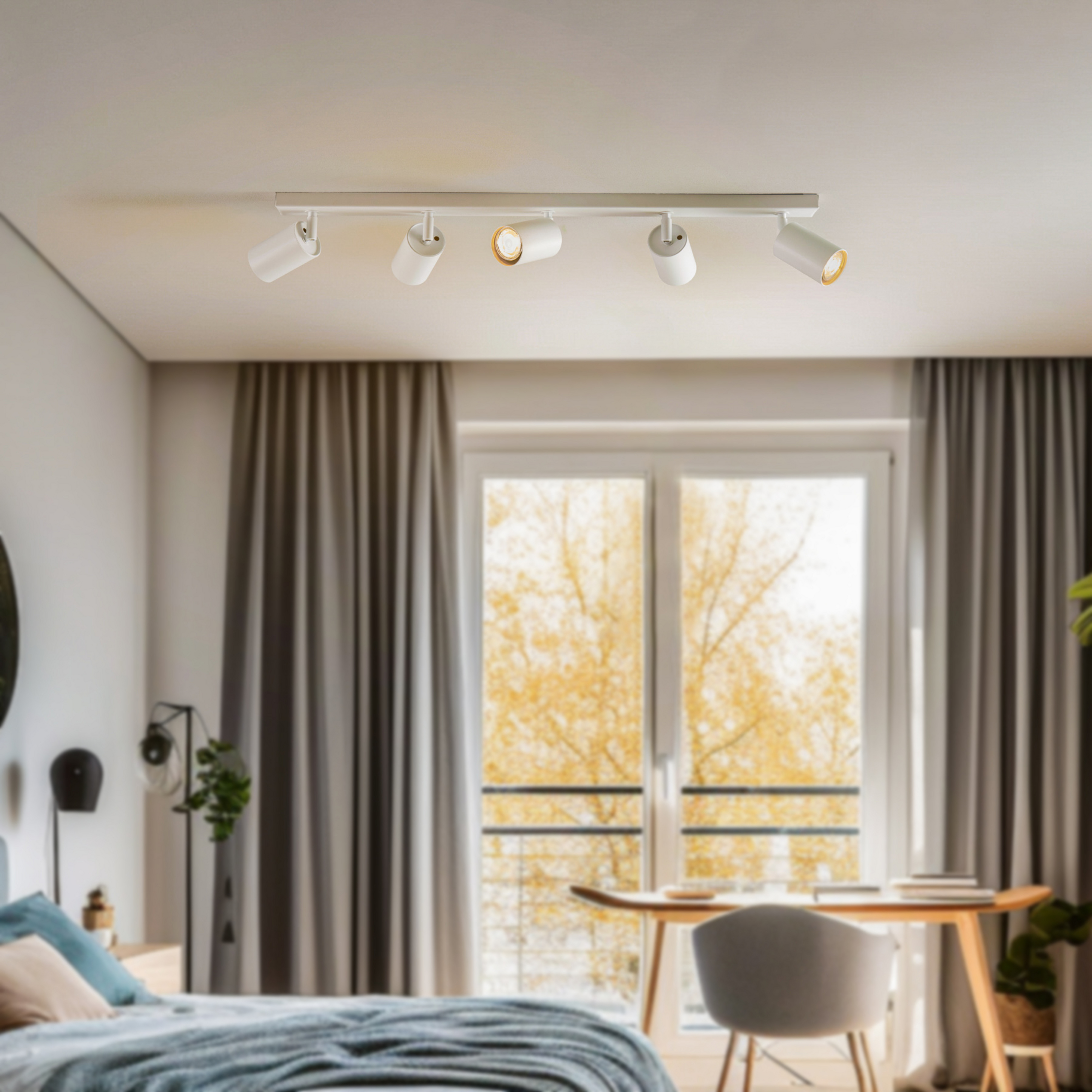 Loftspot Zoom, 5 lyskilder, hvid