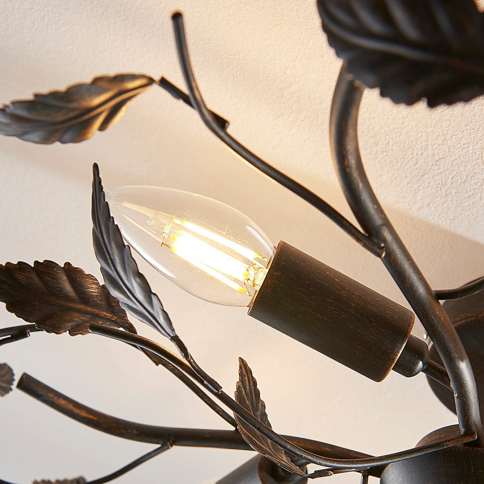 Yos 5 Ceiling Lamp Black-Gold - Lindby