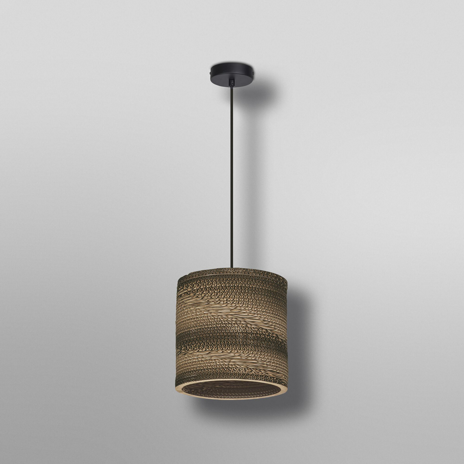OSRAM hanging light CYLINDER, 1-bulb, brown, Ø 25 cm, corrugated cardboard