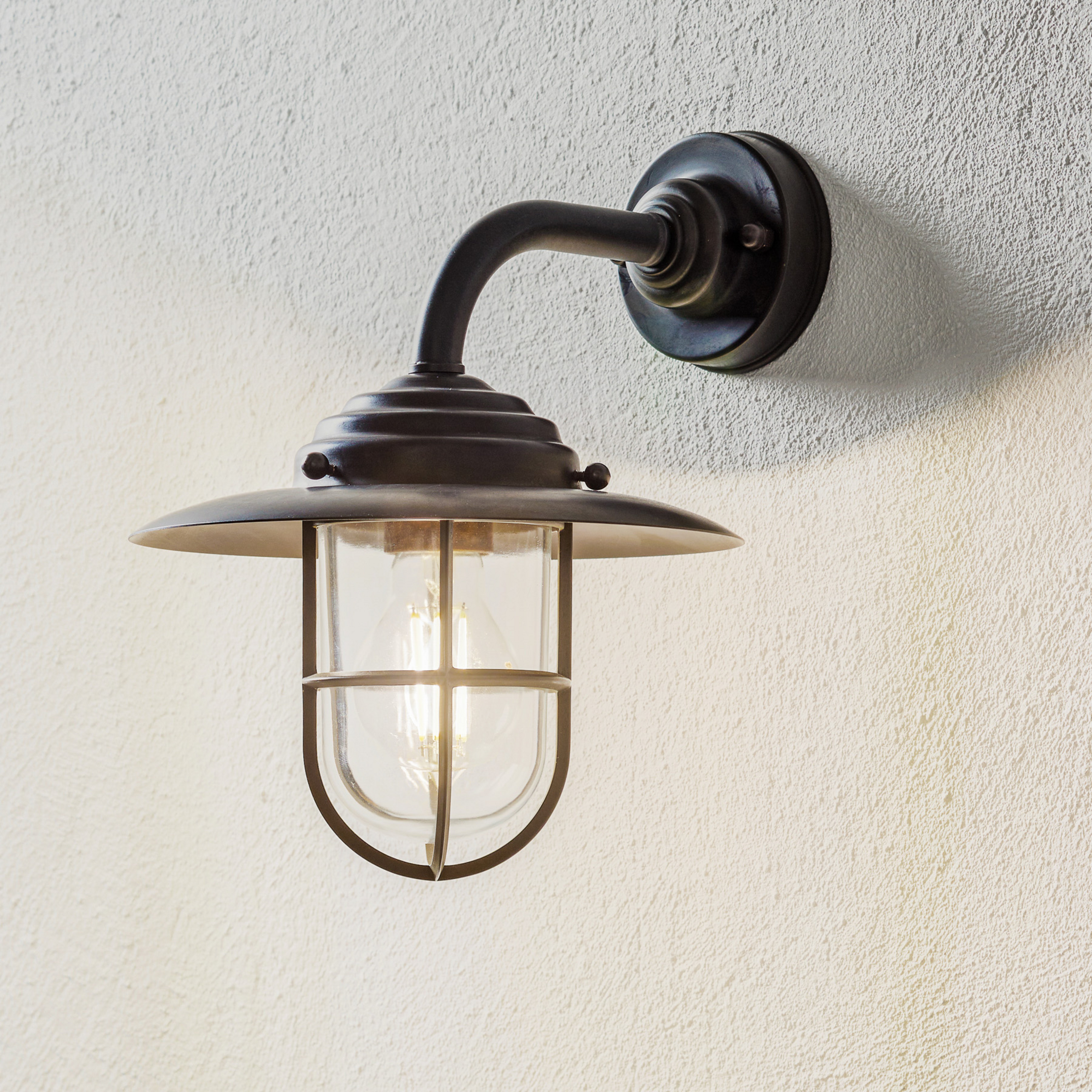 Außenwandlampe Chalet Gitter Messing brüniert klar