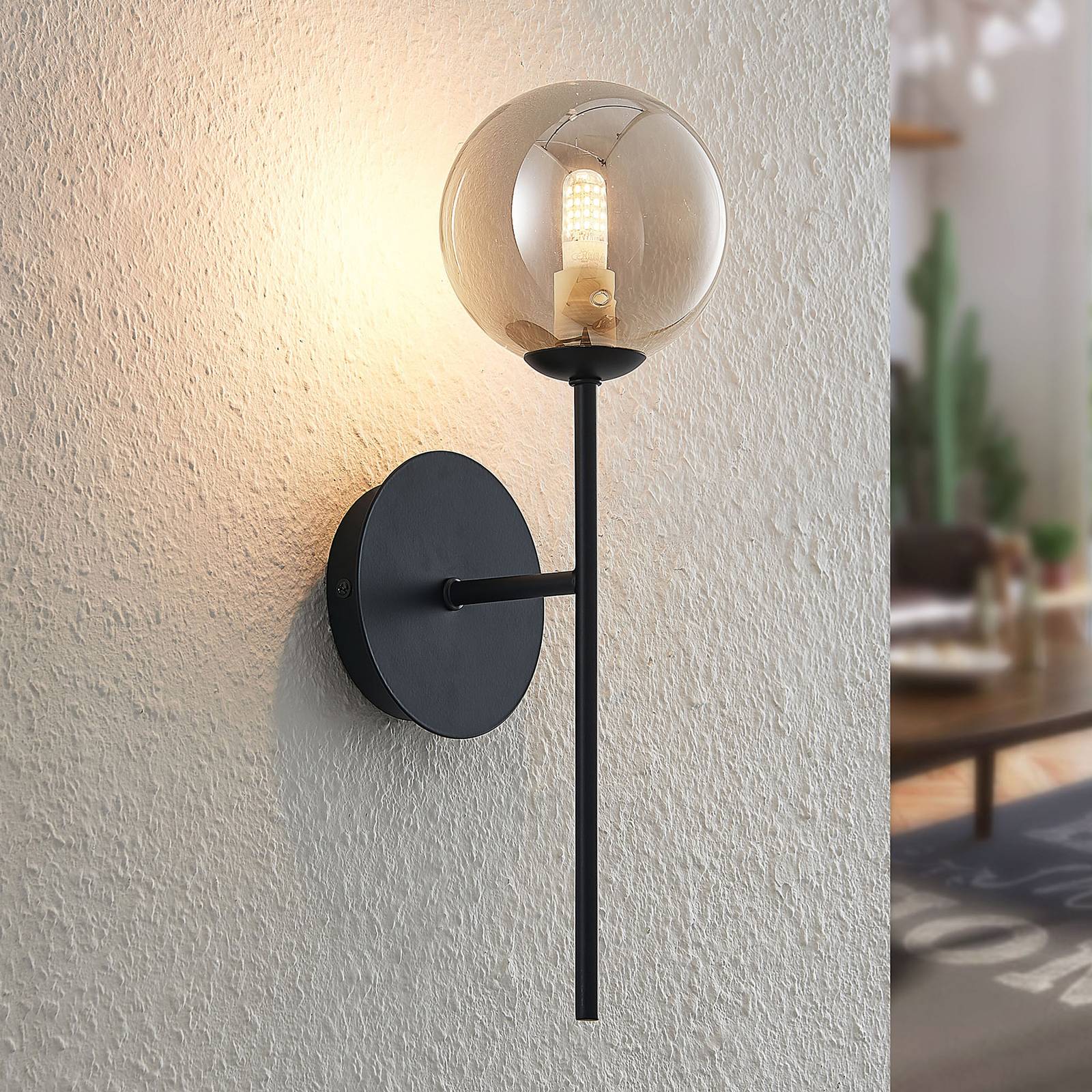 Lucande Wynona applique 1 lampe noire