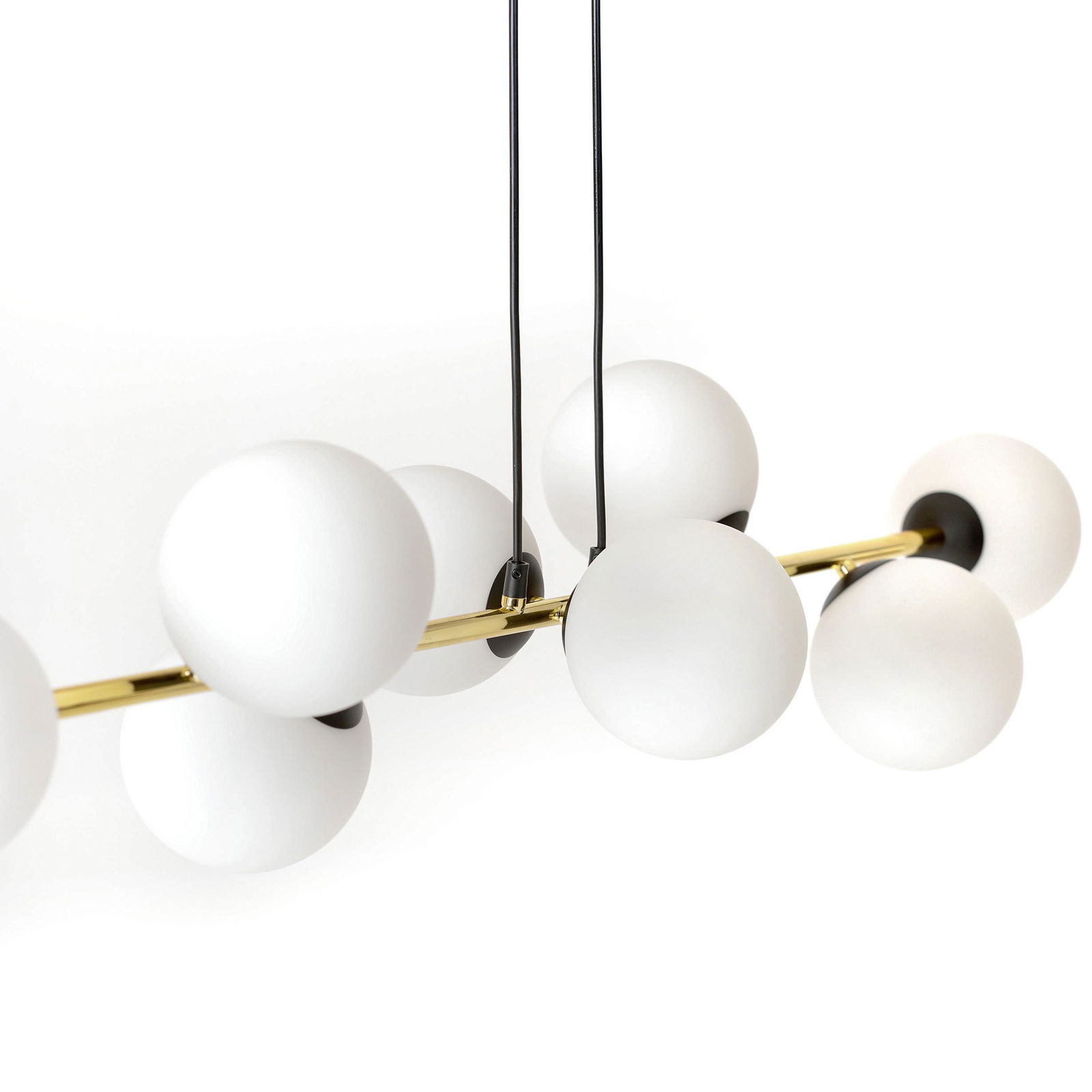 Suspension Gravity, blanc opalin/or/noir, verre, E14