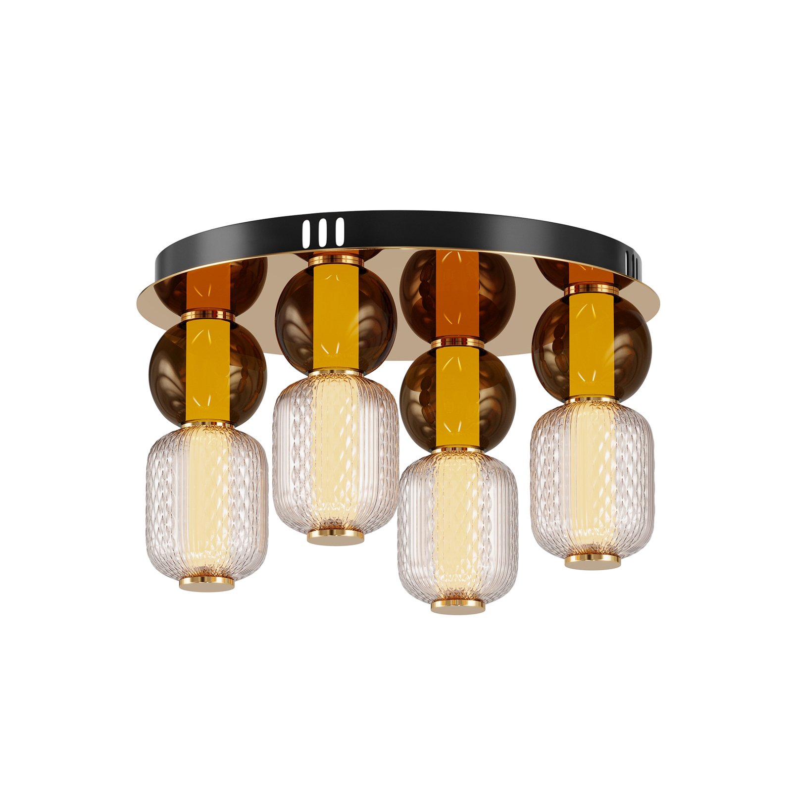 Maytoni LED ceiling light Drop, gold, Ø 43 cm, 4-bulb, glass