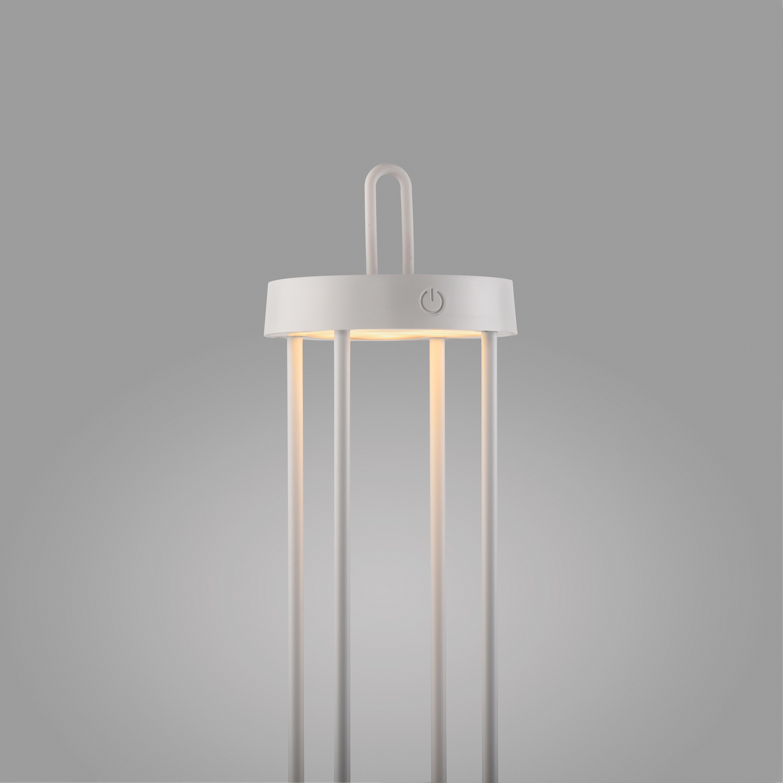 JUST LIGHT. Lámpara de mesa LED recargable Anselm, blanca, 50 cm, hierro