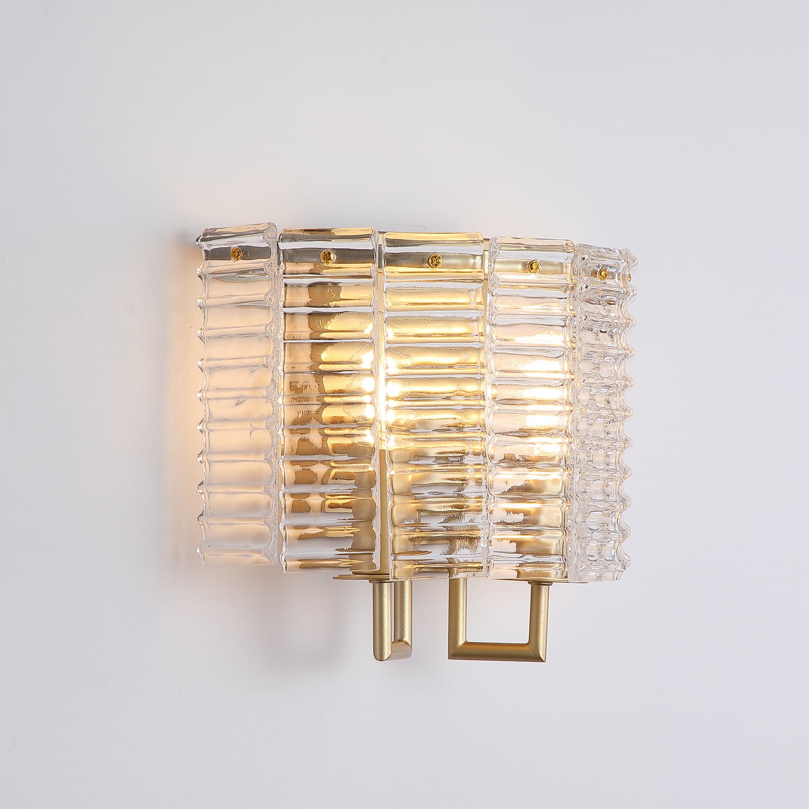 Wandleuchte Flute, goldfarben/klar, Glas, Metall, E14 Wandleuchte Flute, goldfarben/klar, Glas, Metall, E14