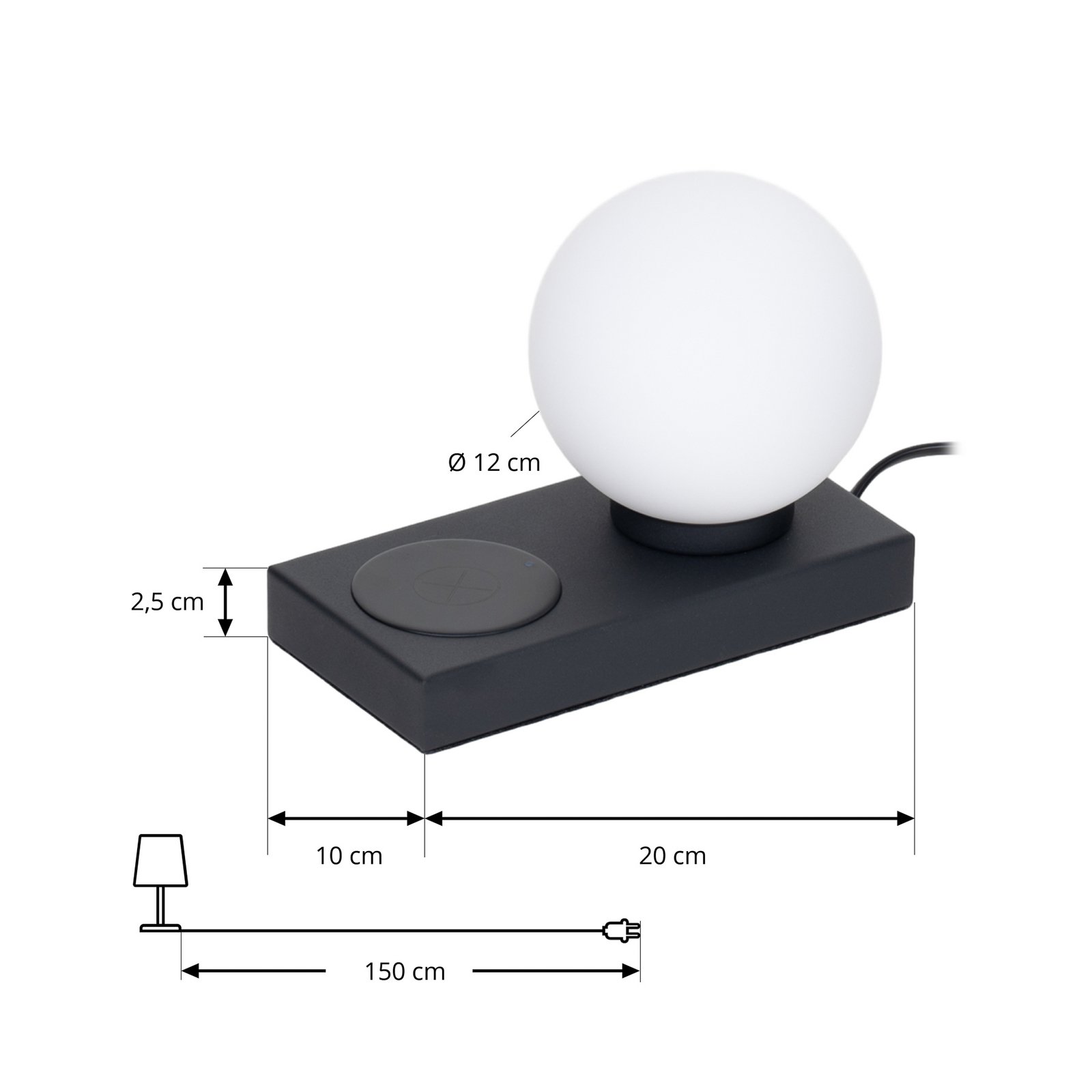 Lindby Junis tafellamp, zwart, oplaadfunctie