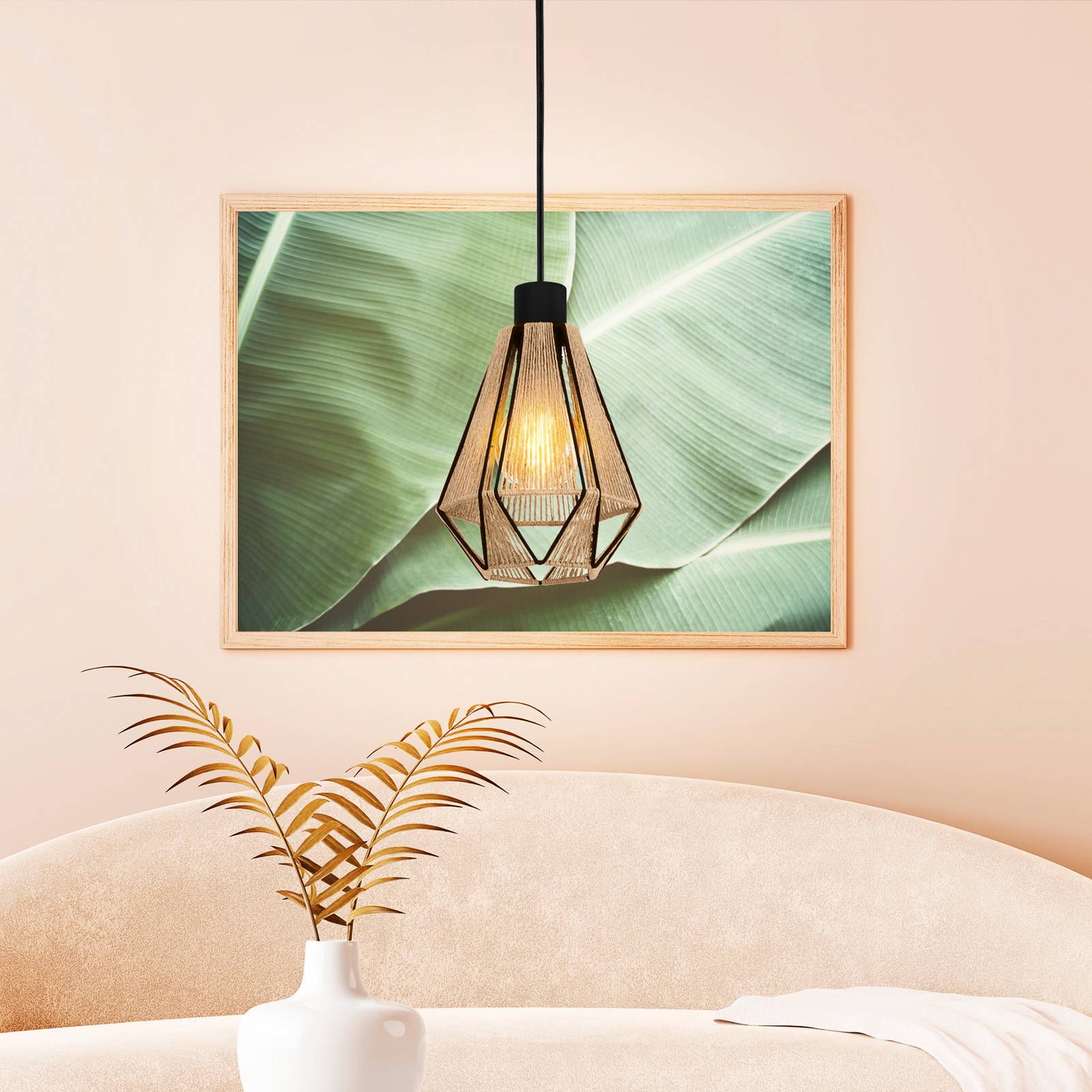 Hängeleuchte Adwickle, ein Schirm aus Naturgarn günstig online kaufen