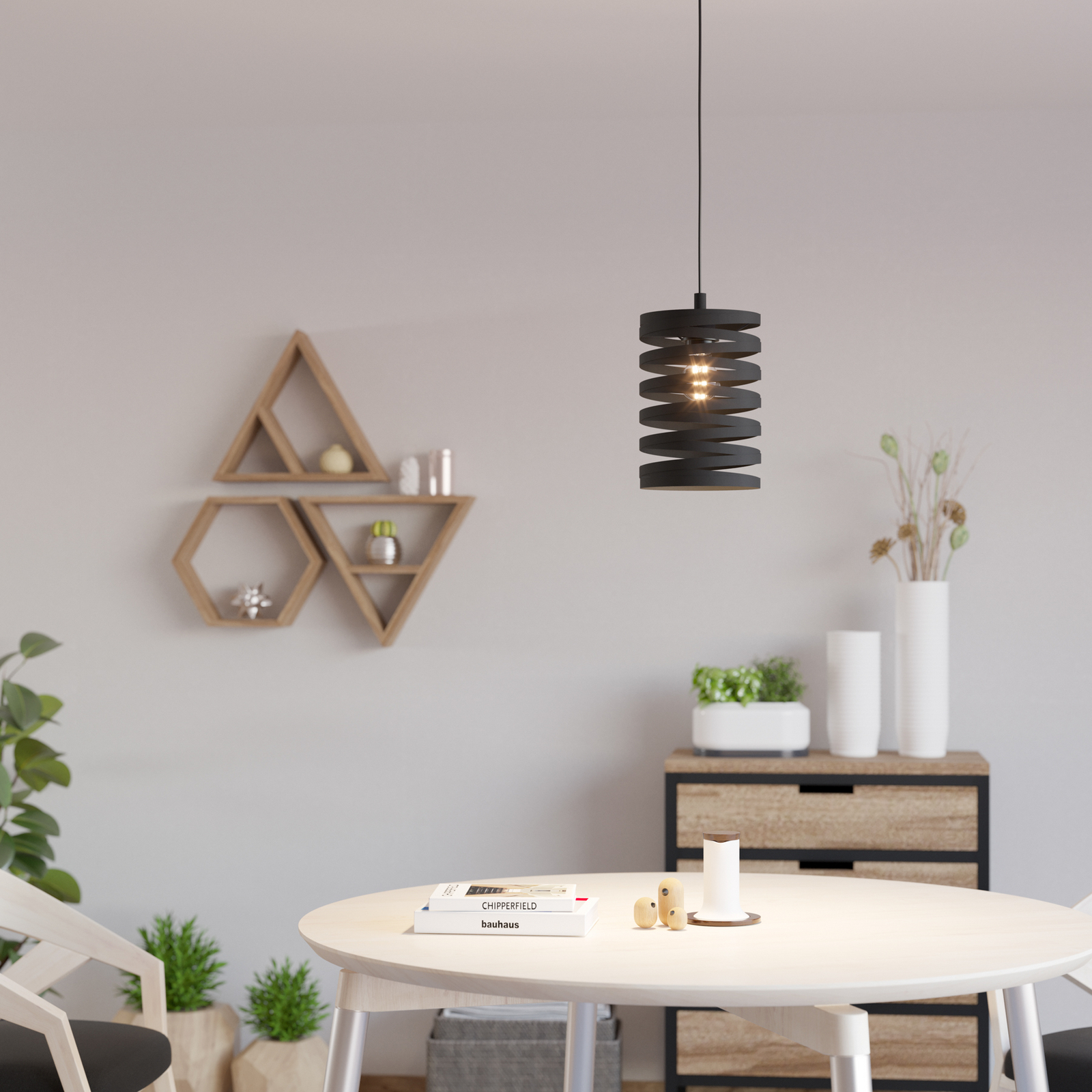 Cremella, candeeiro suspenso, Ø 18 cm, preto, aço Cremella, candeeiro suspenso, Ø 18 cm, preto, aço